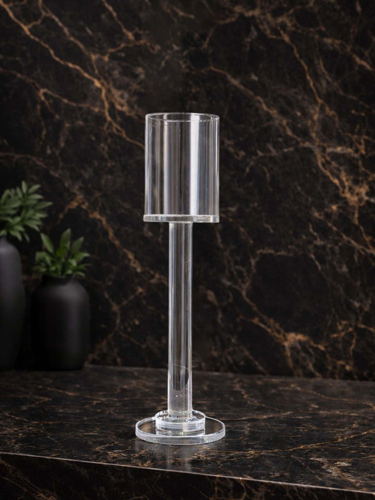 Aarvi Decor Crystal Columnar Pillar Candle Holder (S) · S