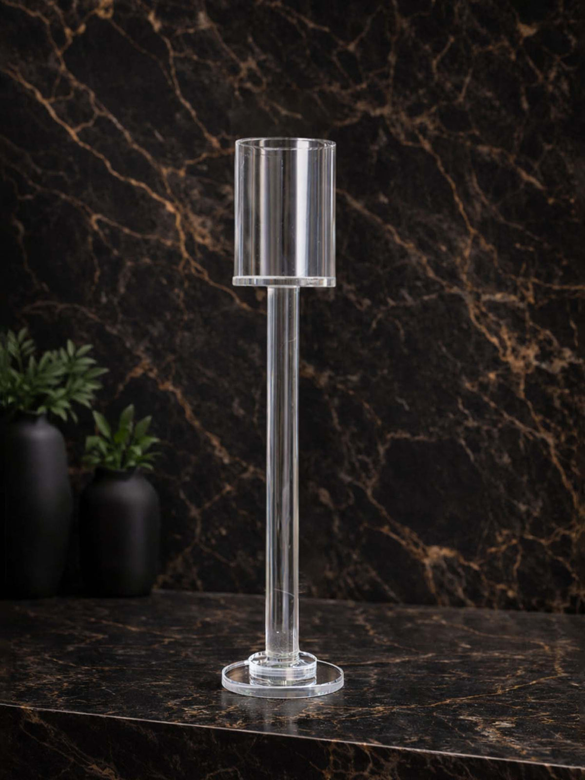 Aarvi Decor Crystal Columnar Pillar Candle Holder (S) · S