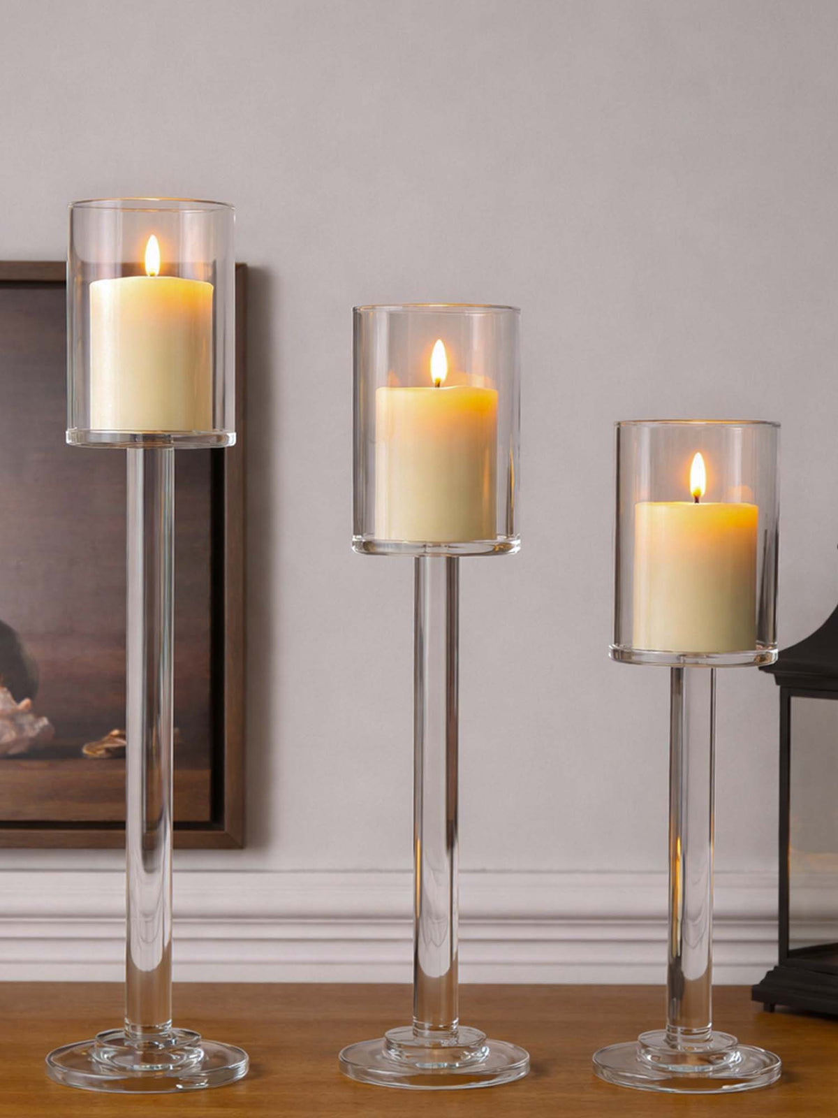 Aarvi Decor Crystal Columnar Pillar Candle Holder (S) · S