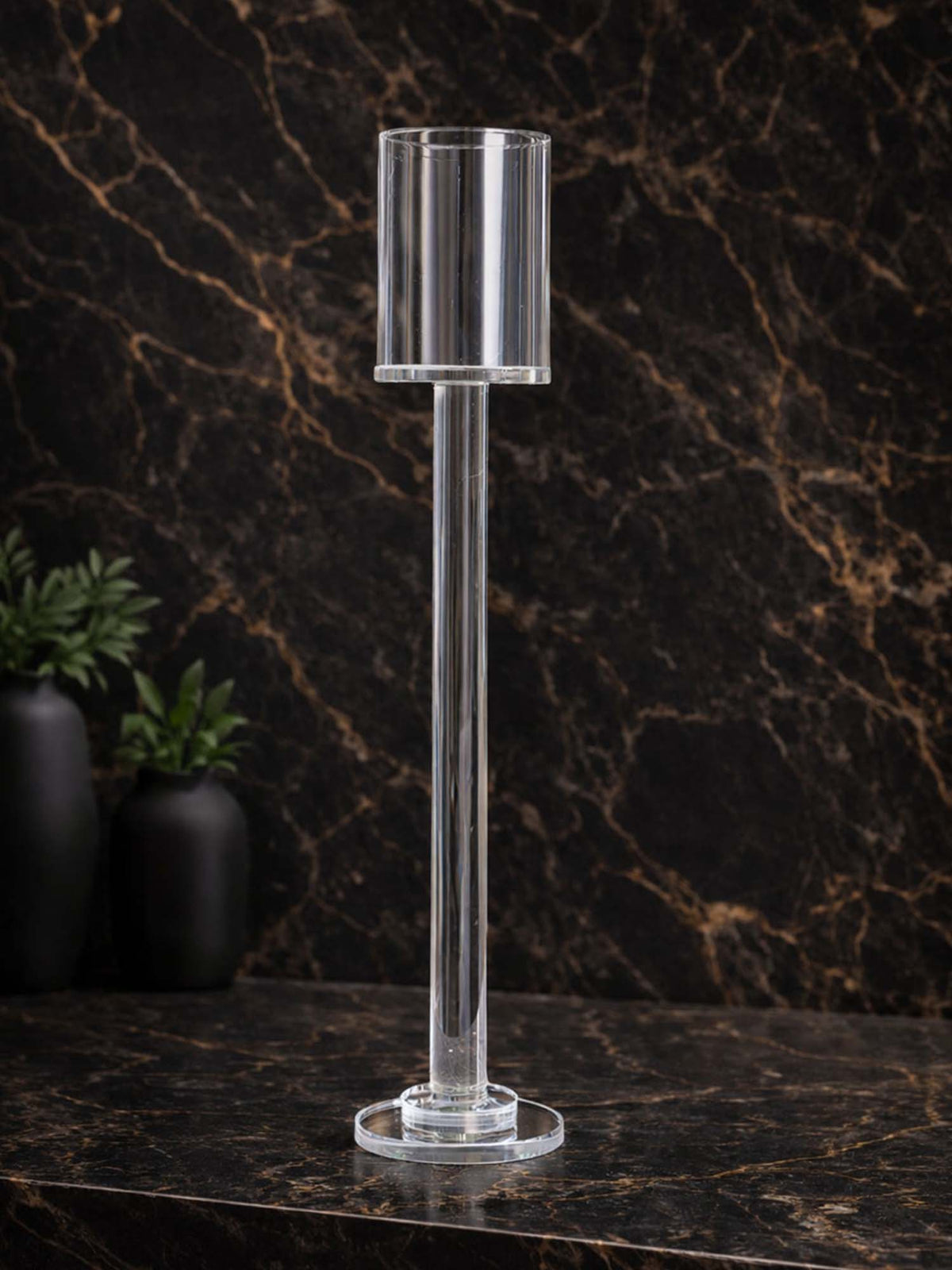 Aarvi Decor Crystal Columnar Pillar Candle Holder (S) · S