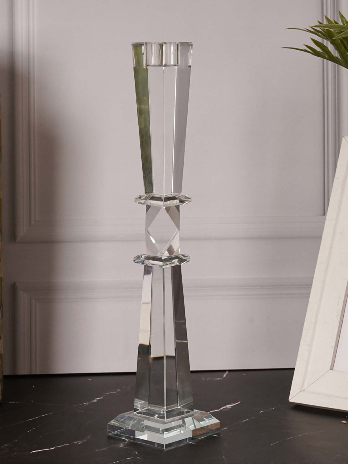 Aarvi Decor Geometric Cut Crystal Candle Holder