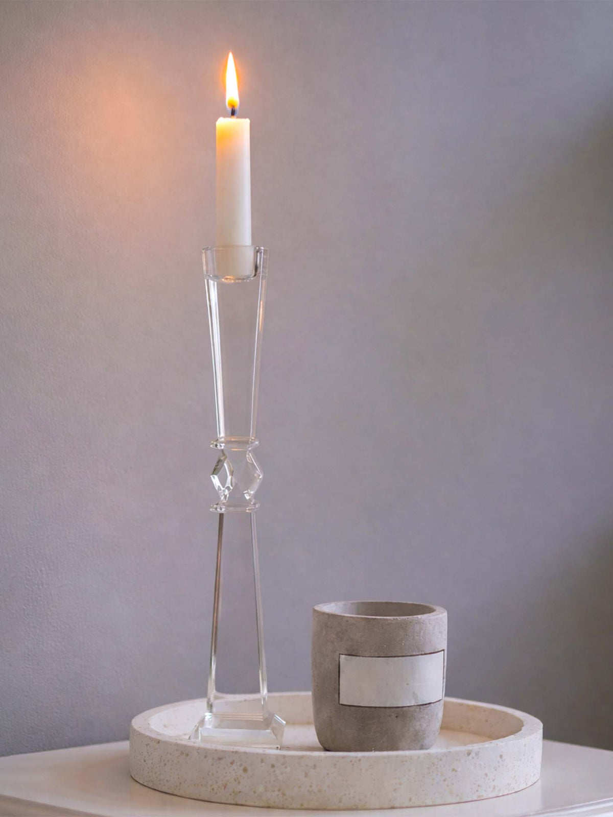 Aarvi Decor Geometric Cut Crystal Candle Holder