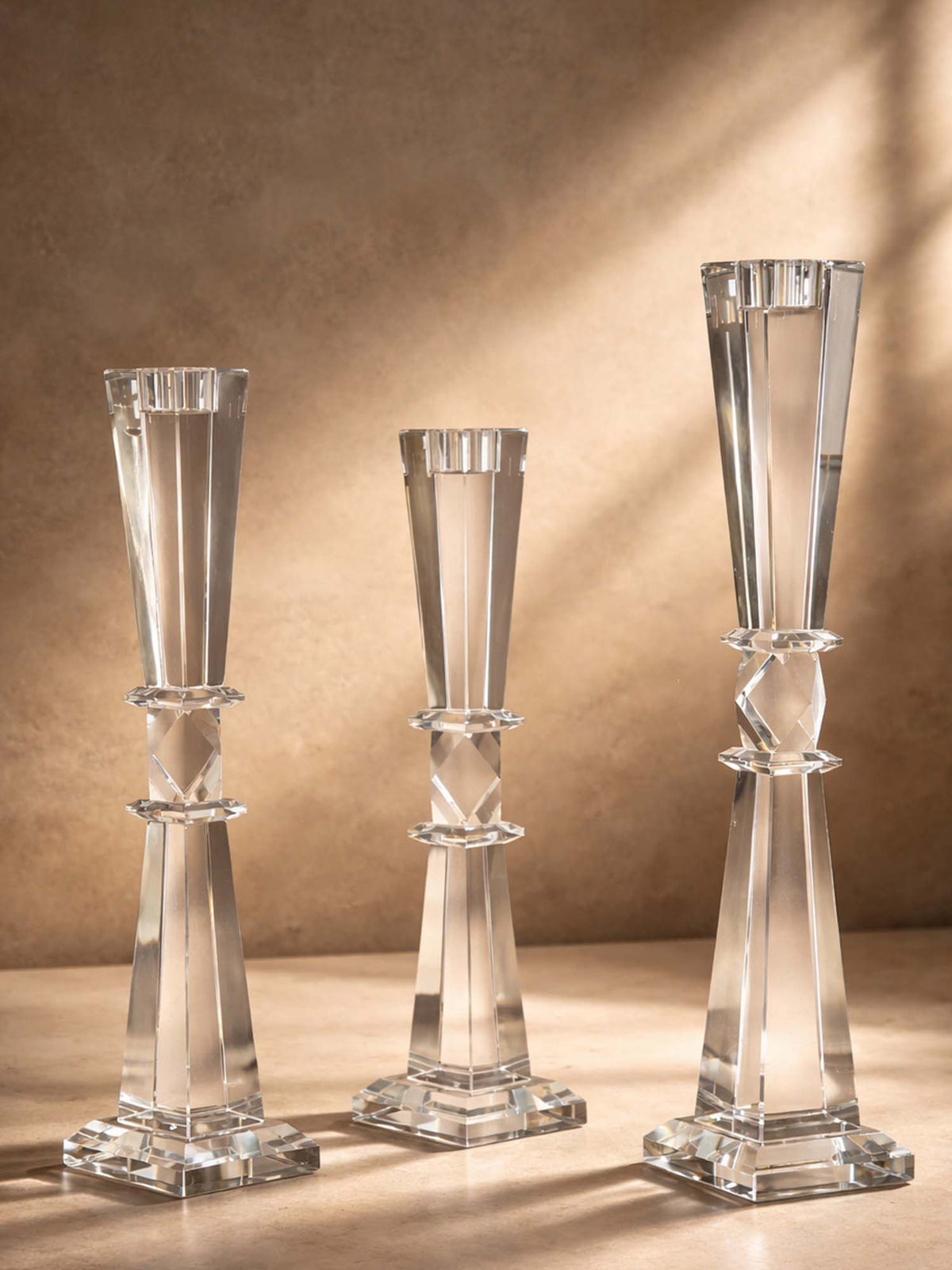 Aarvi Decor Geometric Cut Crystal Candle Holder