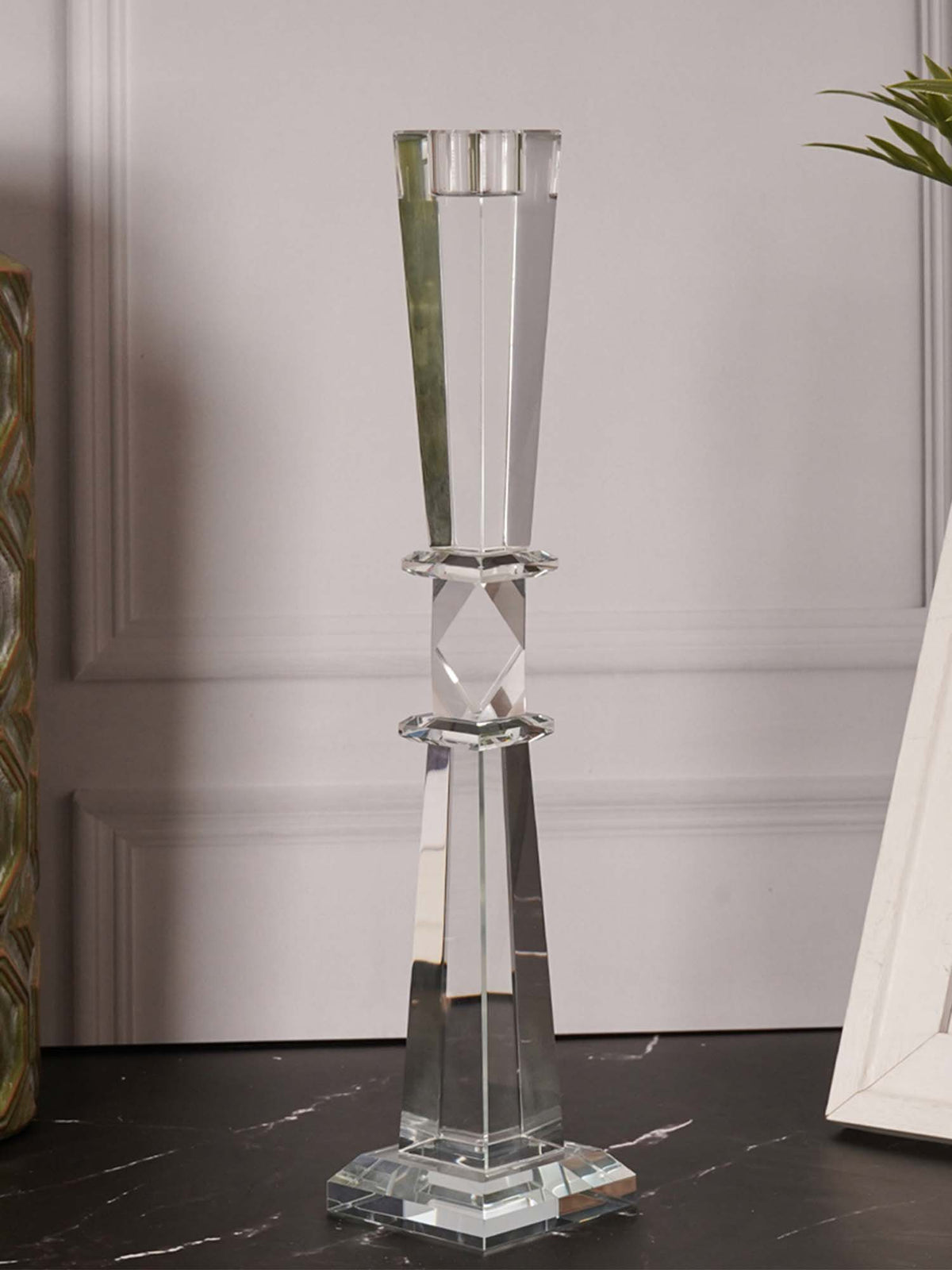 Aarvi Decor Geometric Cut Crystal Candle Holder