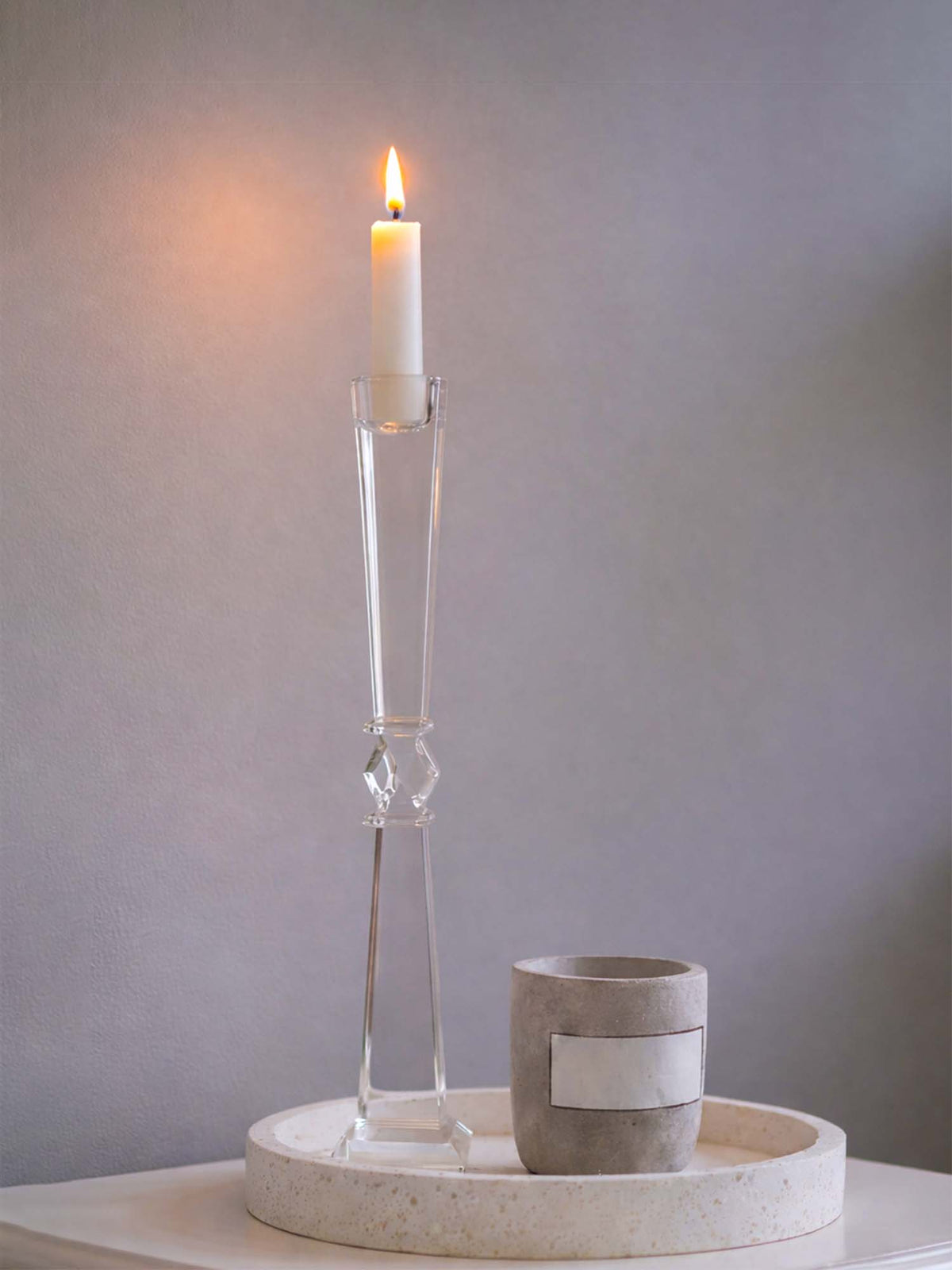 Aarvi Decor Geometric Cut Crystal Candle Holder