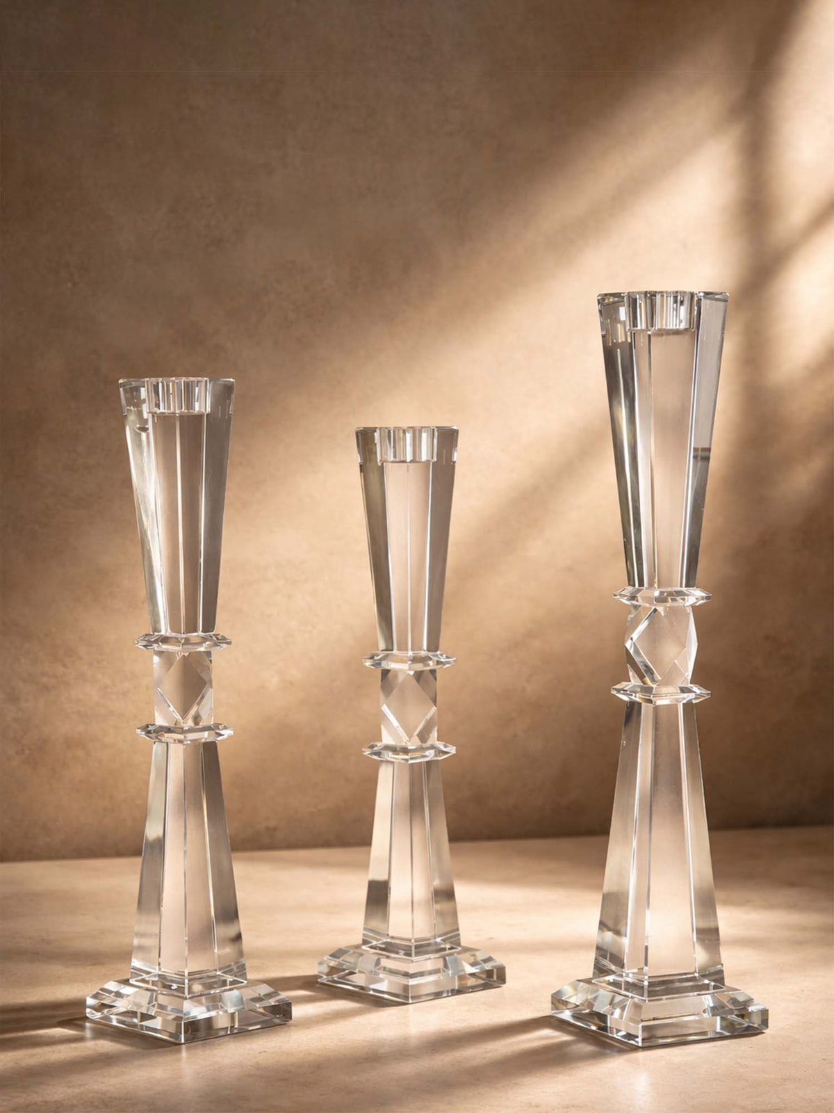 Aarvi Decor Geometric Cut Crystal Candle Holder