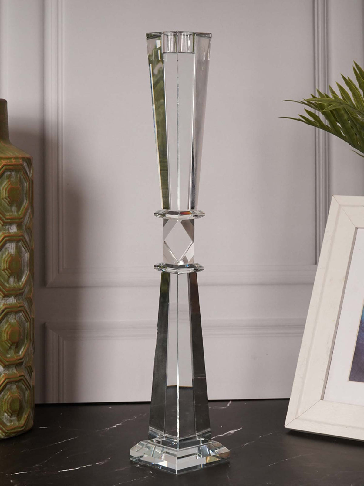 Aarvi Decor Geometric Cut Crystal Candle Holder