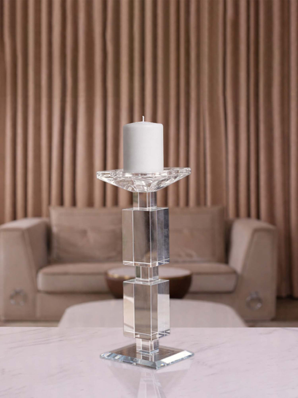 Aarvi Decor Transparent Elegance Crystal Candle Holder