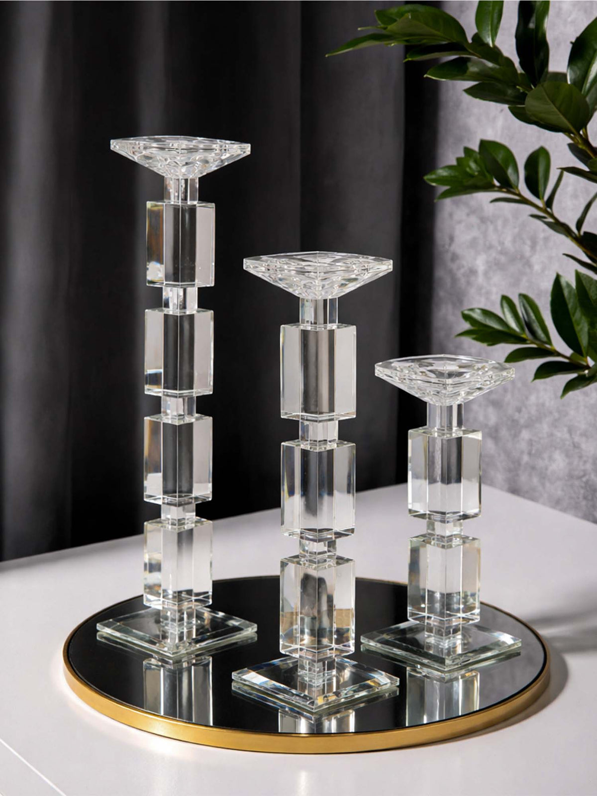 Aarvi Decor Transparent Elegance Crystal Candle Holder