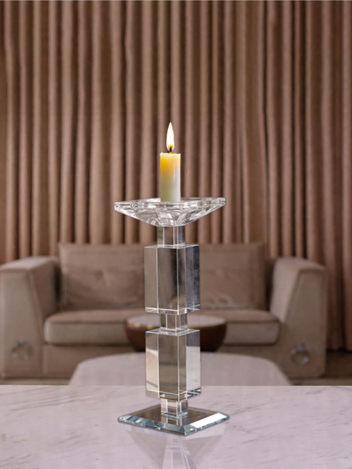 Aarvi Decor Transparent Elegance Crystal Candle Holder