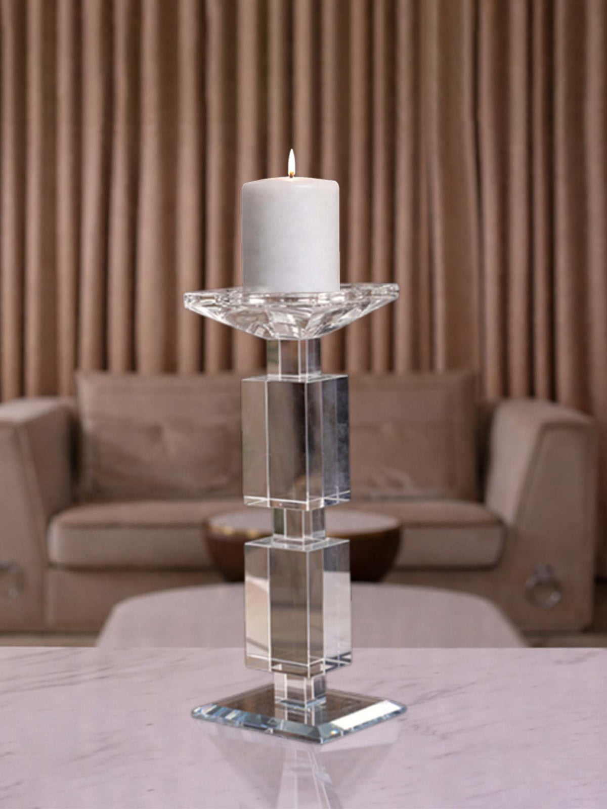 Aarvi Decor Transparent Elegance Crystal Candle Holder
