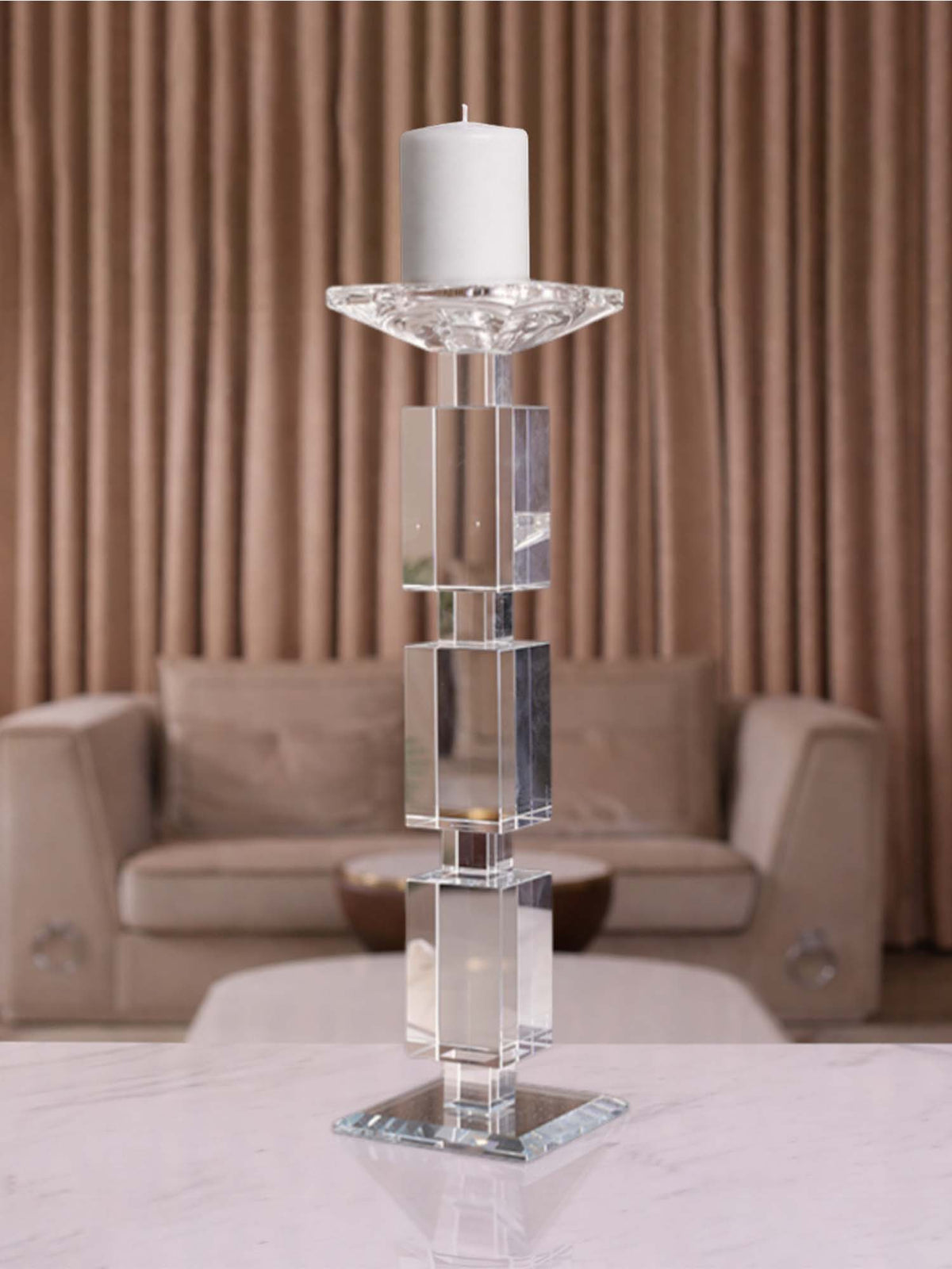 Aarvi Decor Transparent Elegance Crystal Candle Holder
