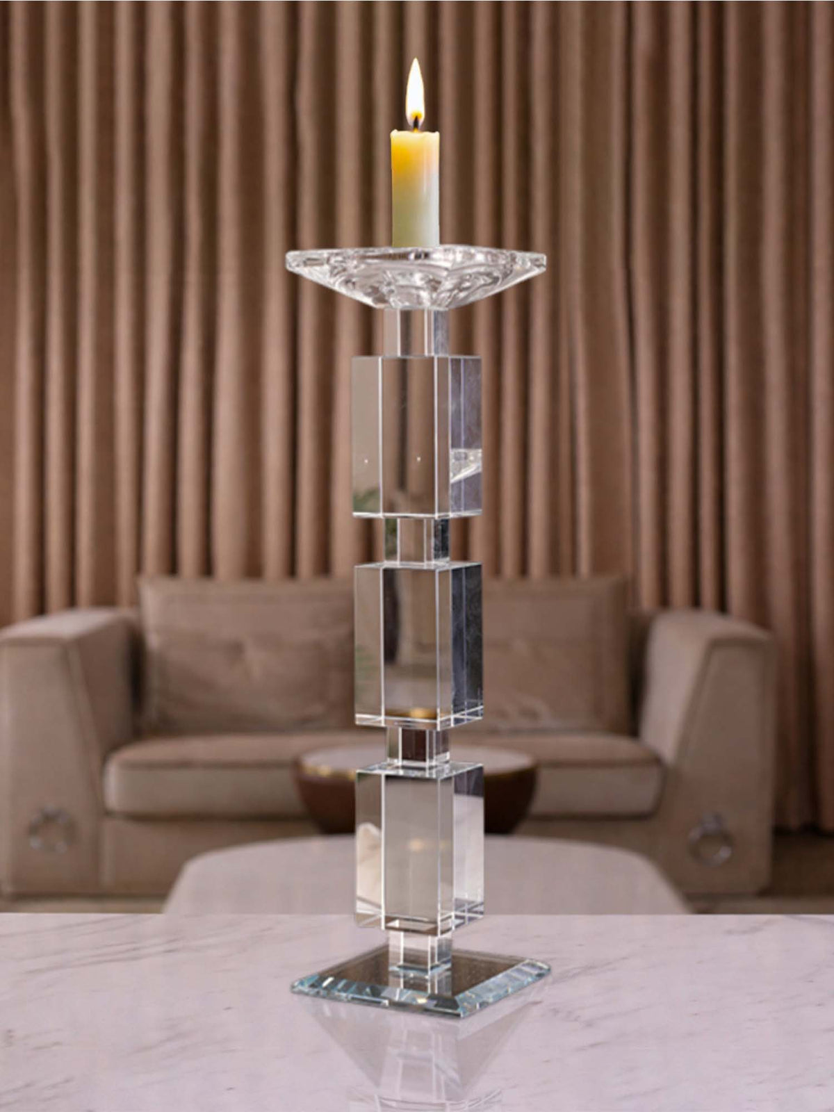 Aarvi Decor Transparent Elegance Crystal Candle Holder