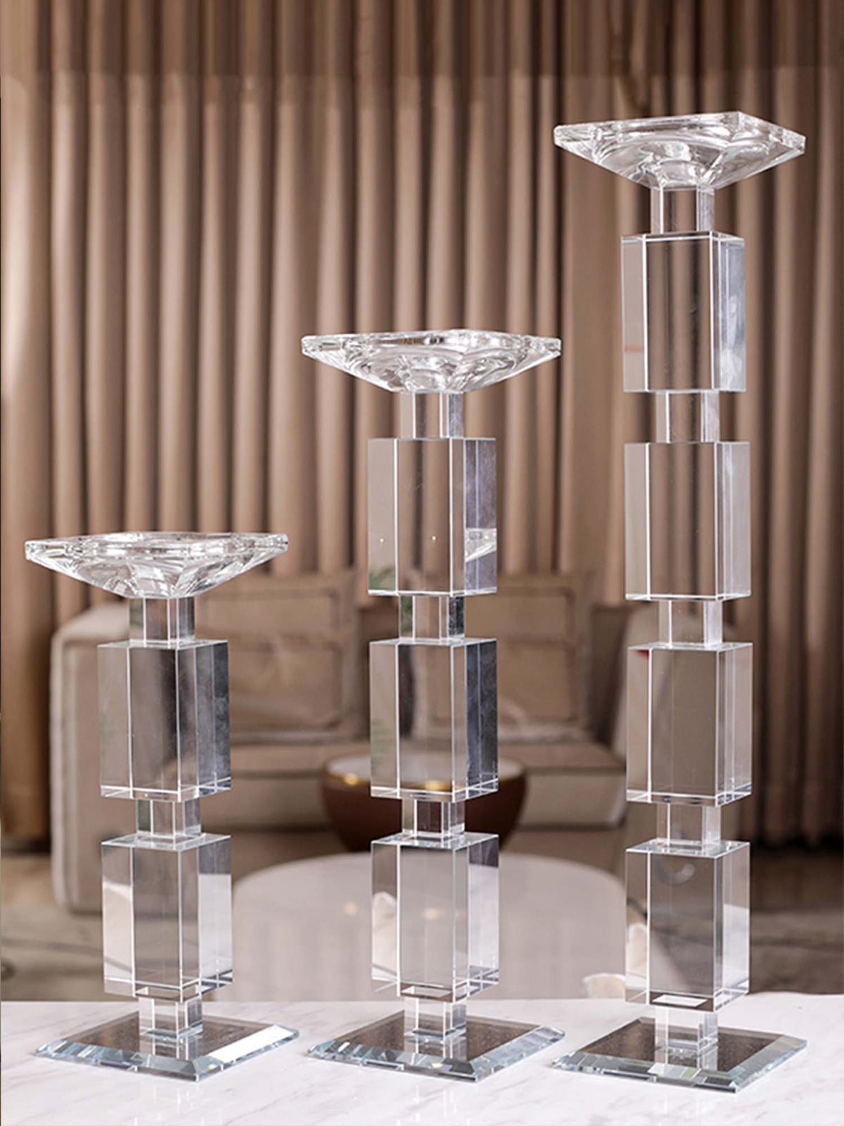 Aarvi Decor Transparent Elegance Crystal Candle Holder