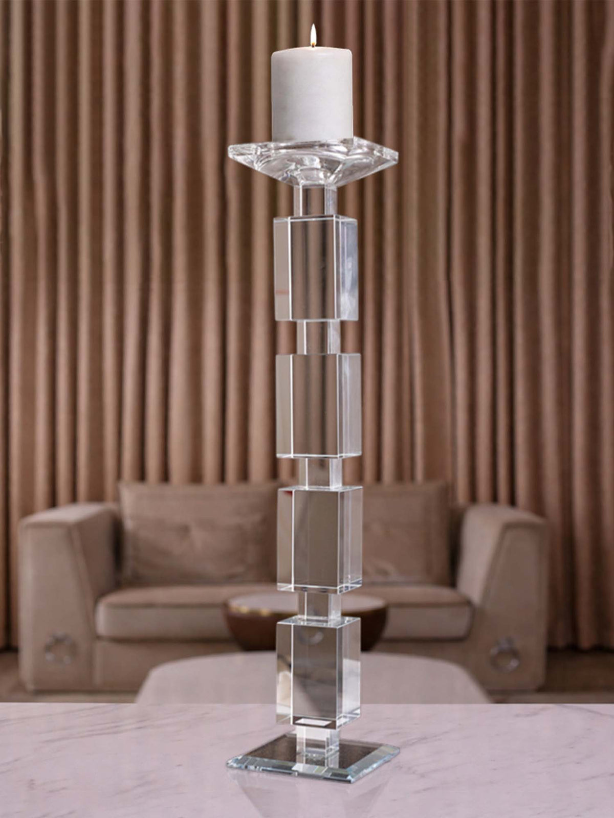 Aarvi Decor Transparent Elegance Crystal Candle Holder