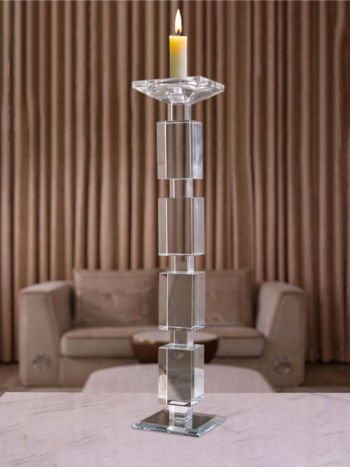 Aarvi Decor Transparent Elegance Crystal Candle Holder