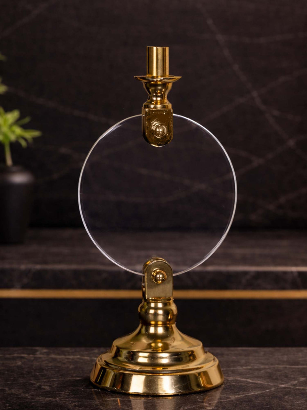 Aarvi Decor Gold Metal & Glass Round Candle Holder