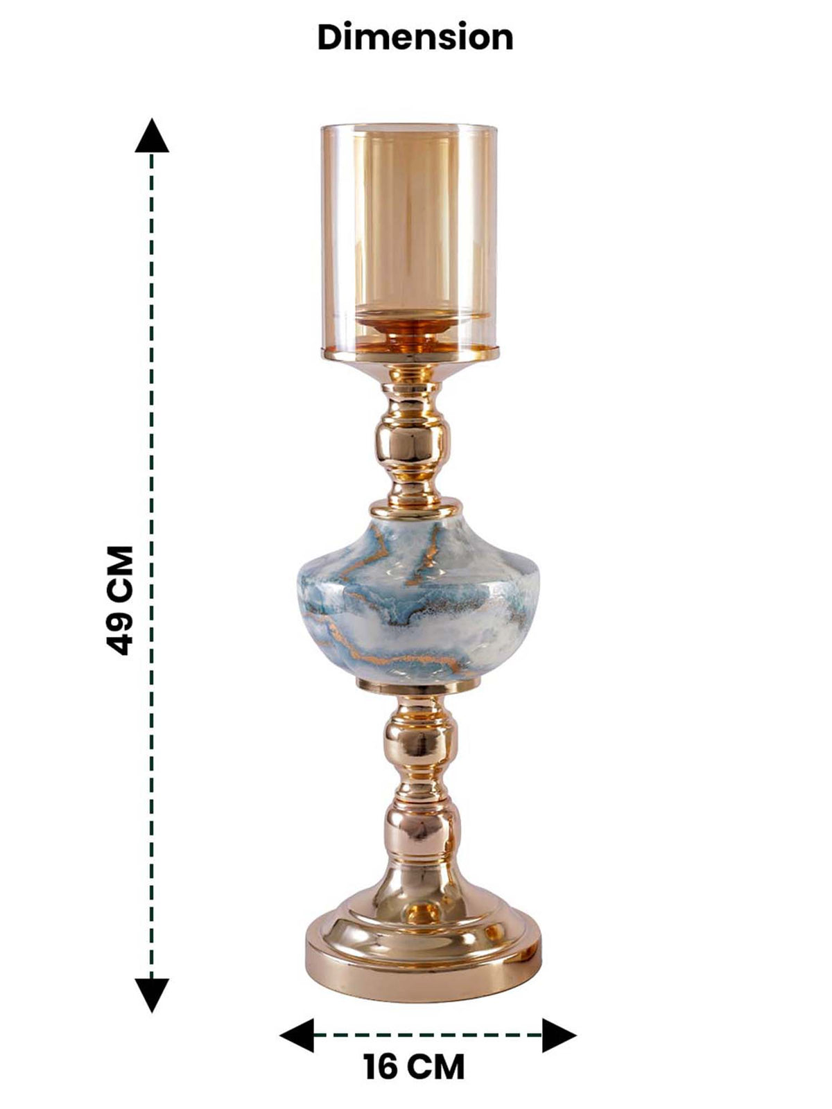 Aarvi Decor Gold Lux Marble Finish Metal Candle Holder