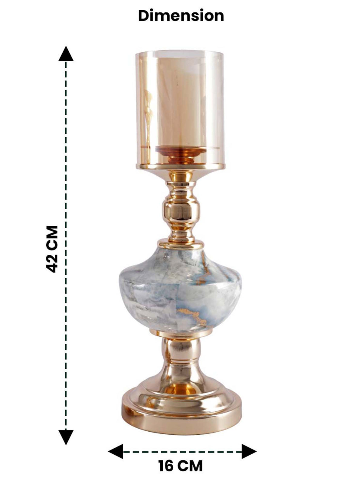 Aarvi Decor Gold Lux Marble Finish Metal Candle Holder
