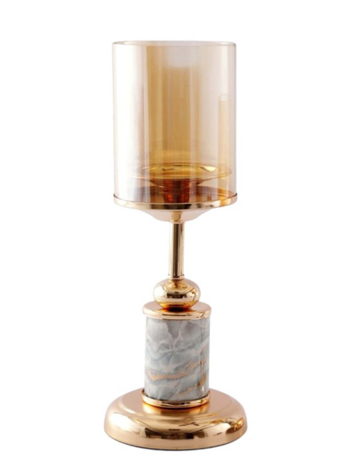 Aarvi Decor Gold Marble Finish Metal Candle Holder