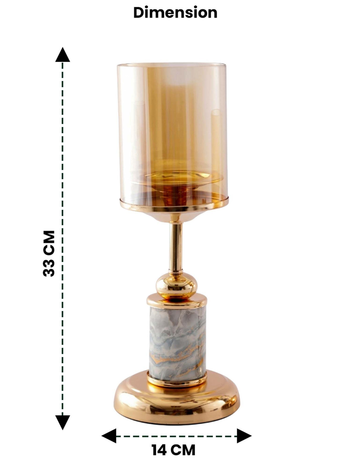 Aarvi Decor Gold Marble Finish Metal Candle Holder