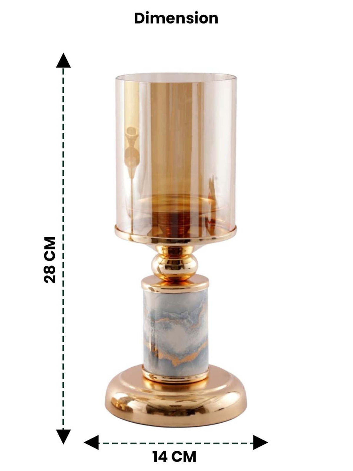Aarvi Decor Gold Marble Finish Metal Candle Holder