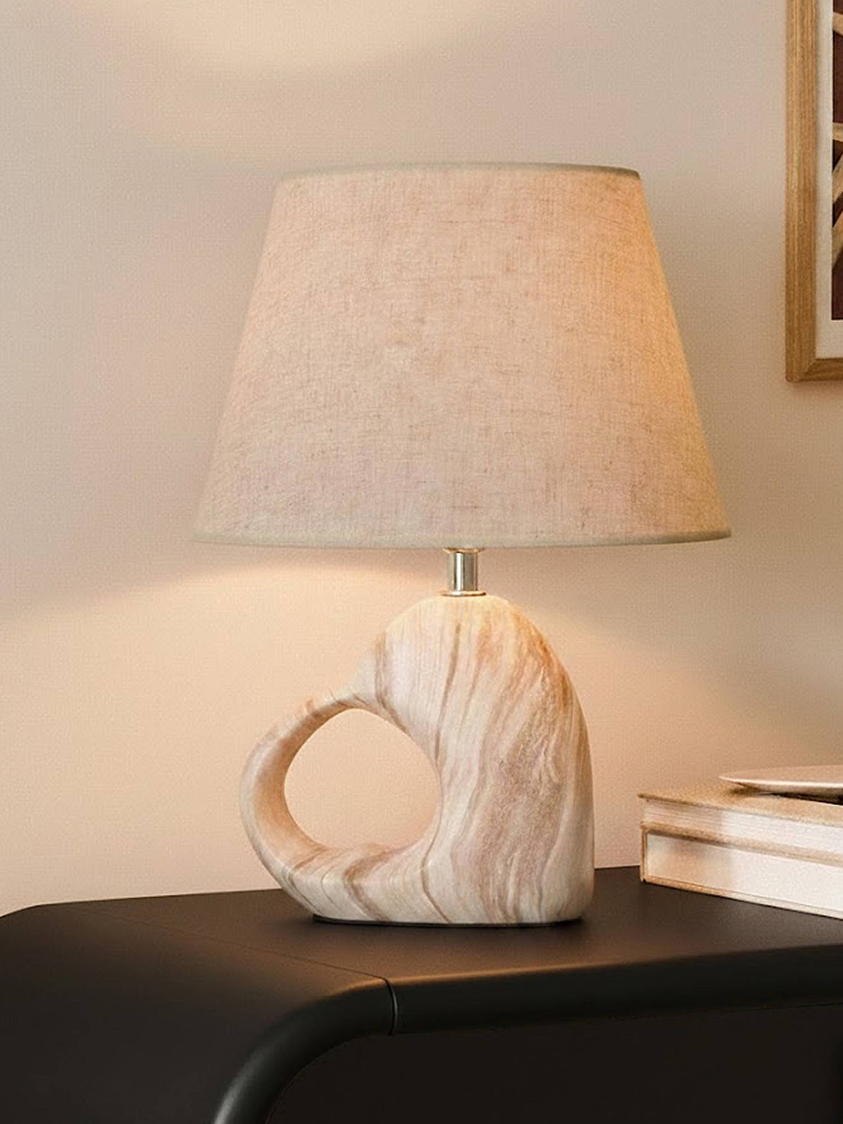 Aarvi Decor Beige Open Heart Ceramic Table Lamp
