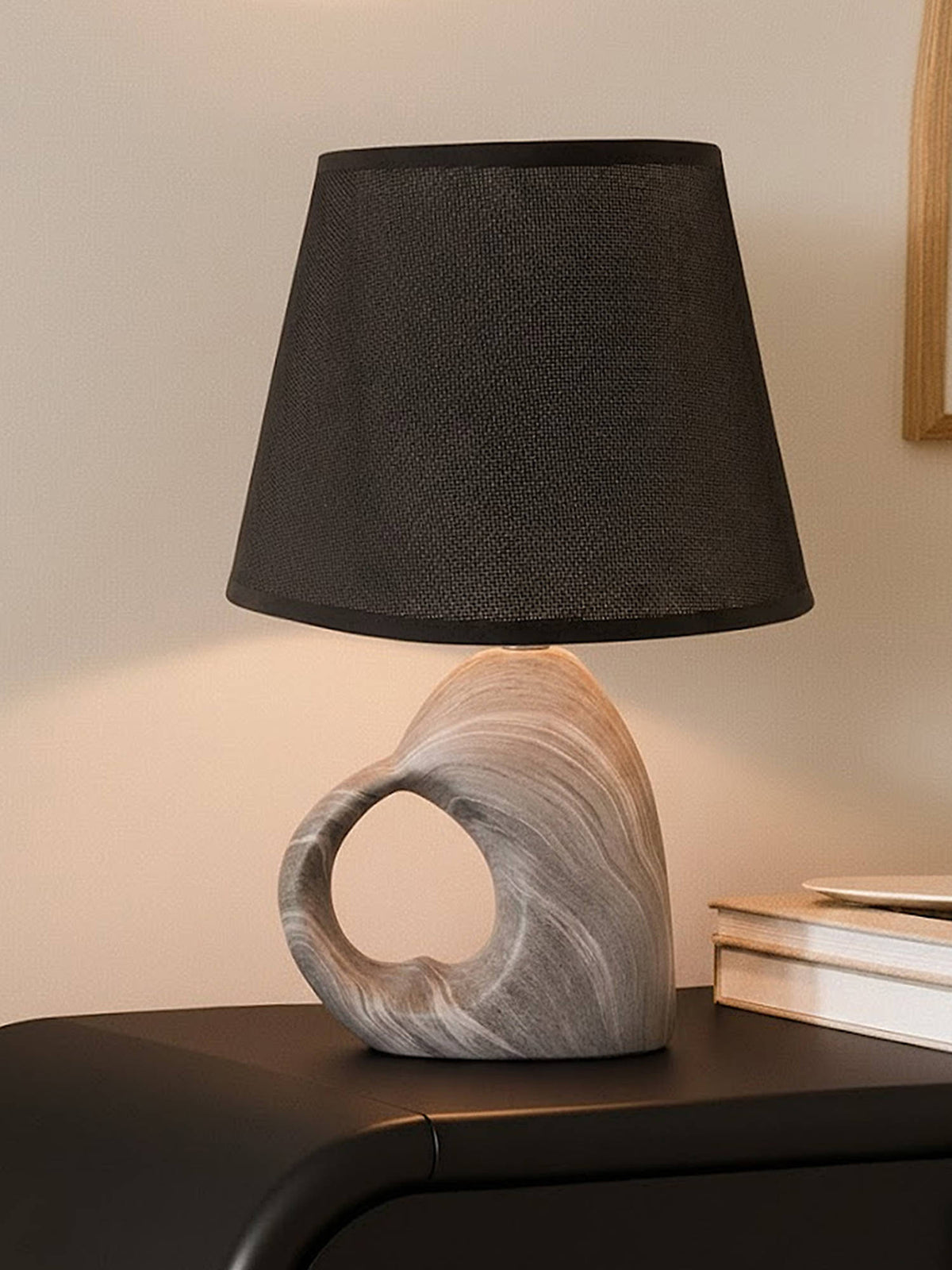 Aarvi Decor Black Open Heart Ceramic Table Lamp