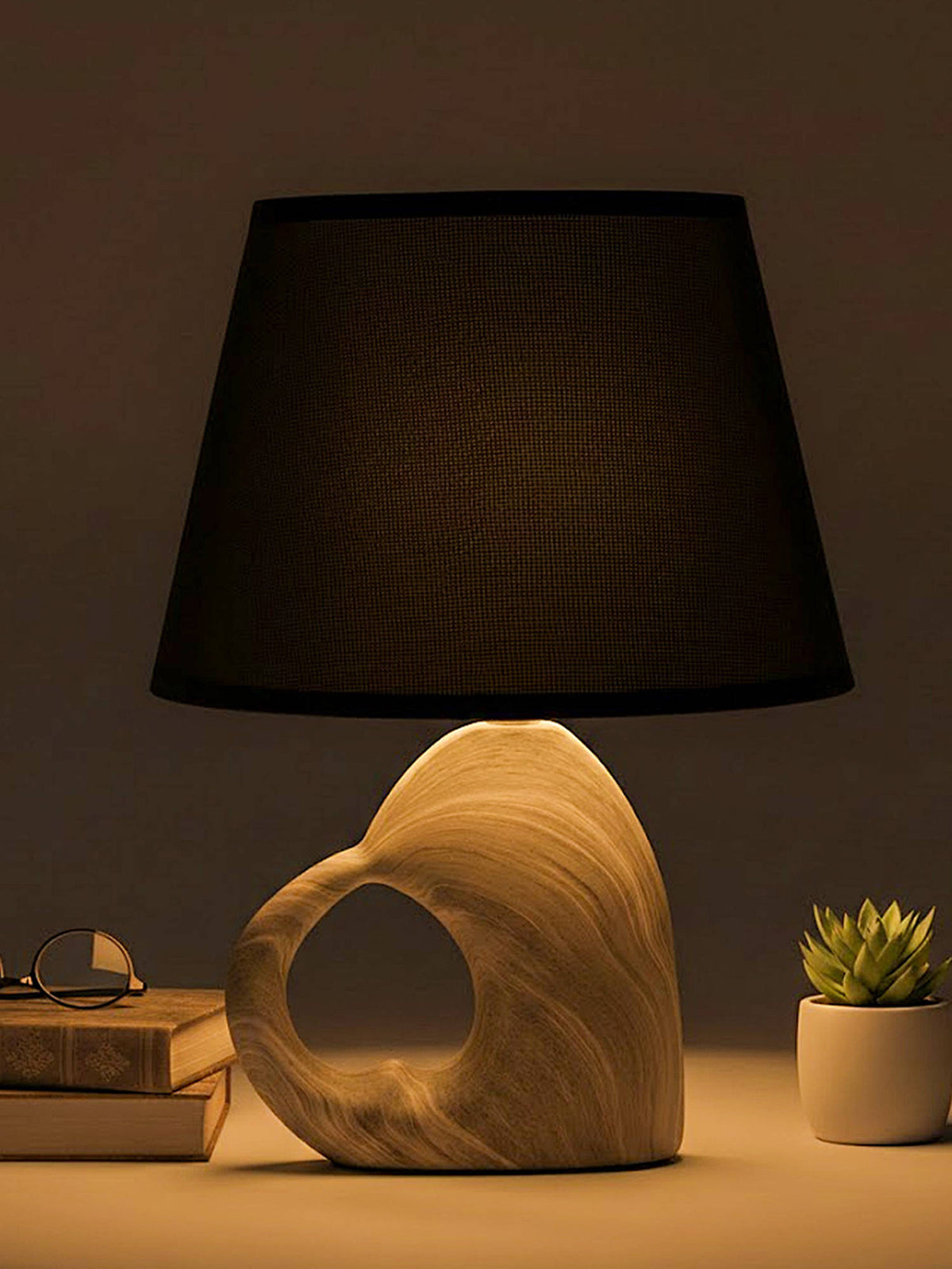 Aarvi Decor Black Open Heart Ceramic Table Lamp