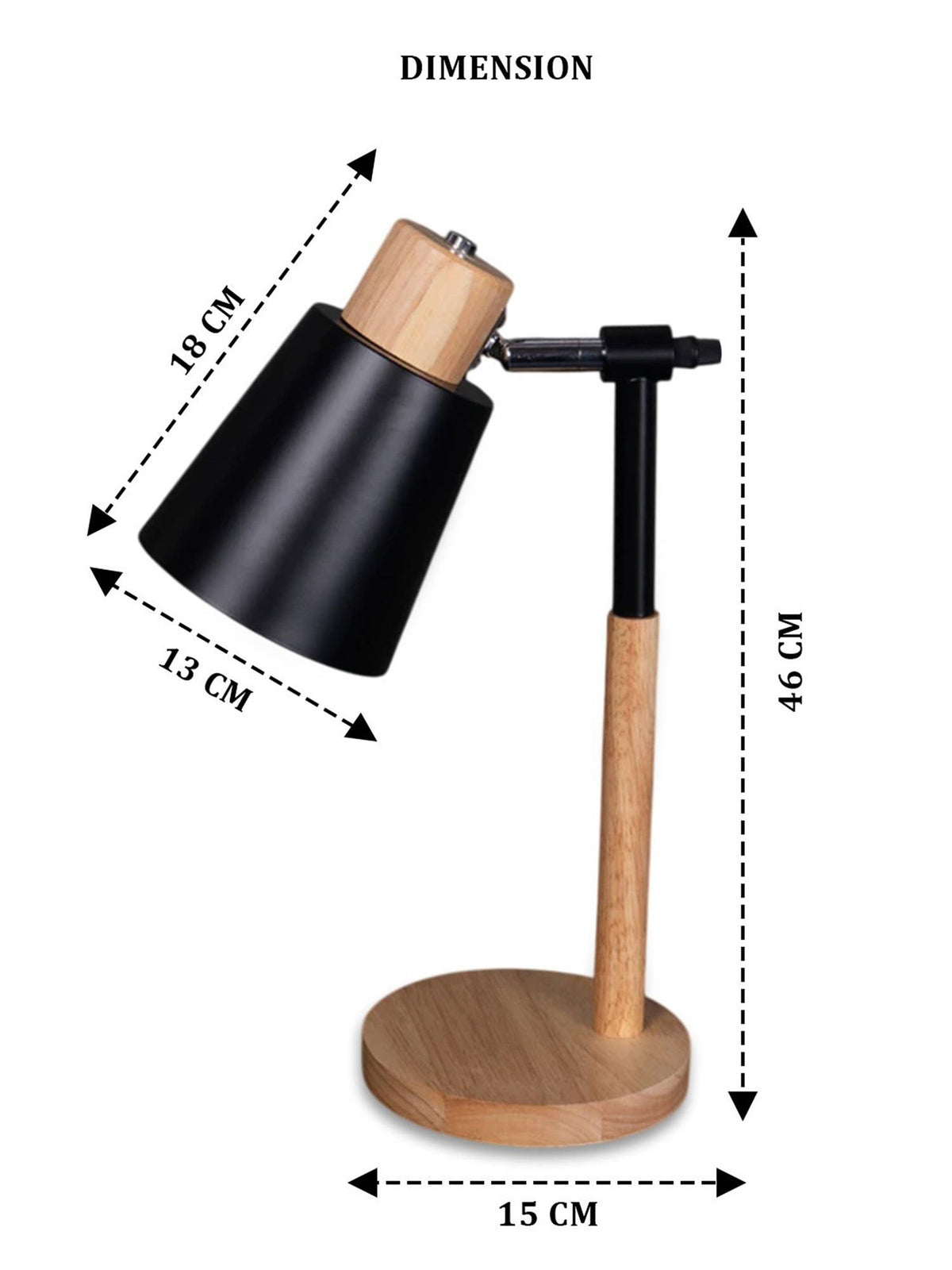 Aarvi Decor Wooden Metallic Black Study Desk Lamp