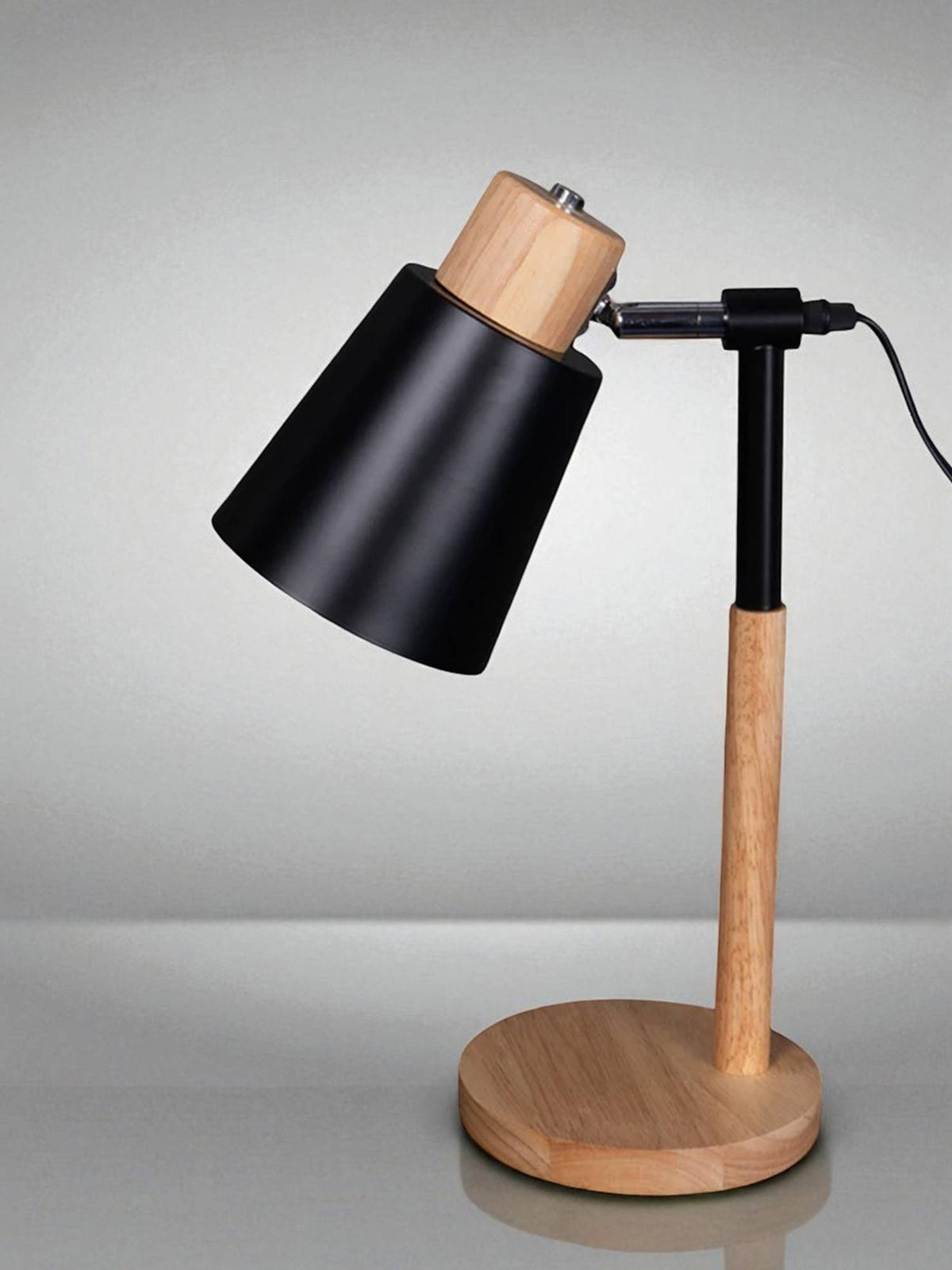 Aarvi Decor Wooden Metallic Black Study Desk Lamp