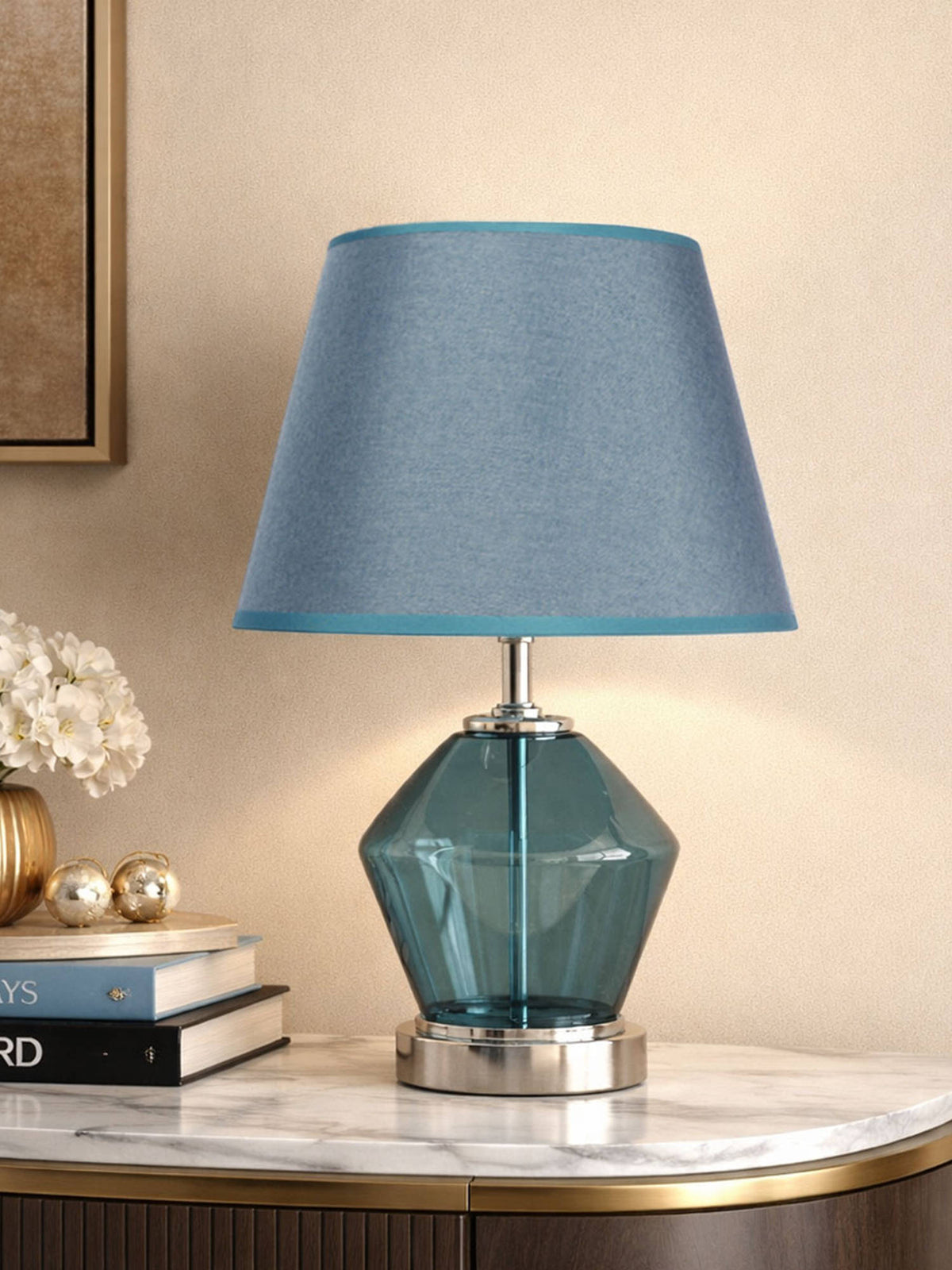 Aarvi Decor Blue Glass Table Lamp · One Size