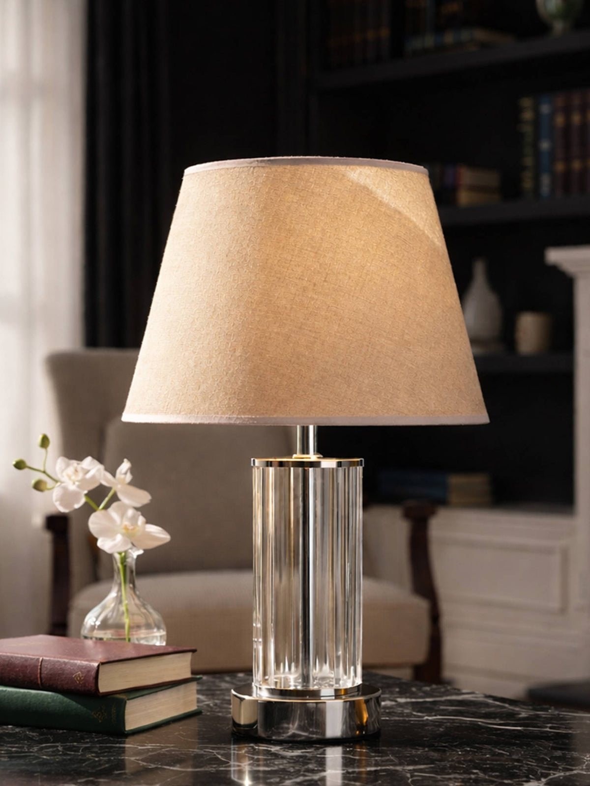 Aarvi Decor Beige Chrome Glass Table Lamp · One Size