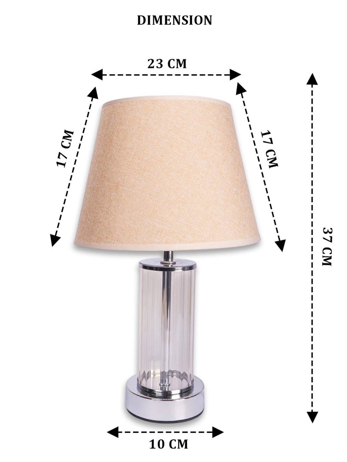 Aarvi Decor Beige Chrome Glass Table Lamp