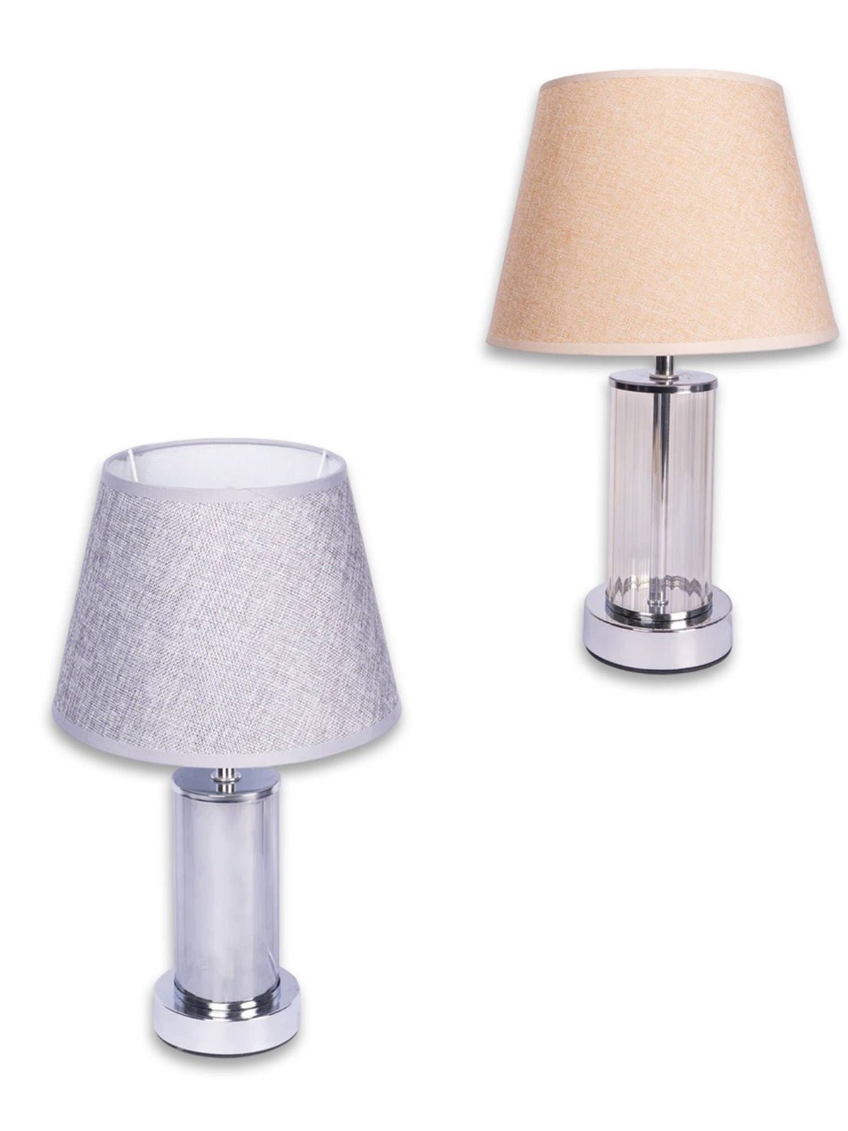 Aarvi Decor Beige Chrome Glass Table Lamp
