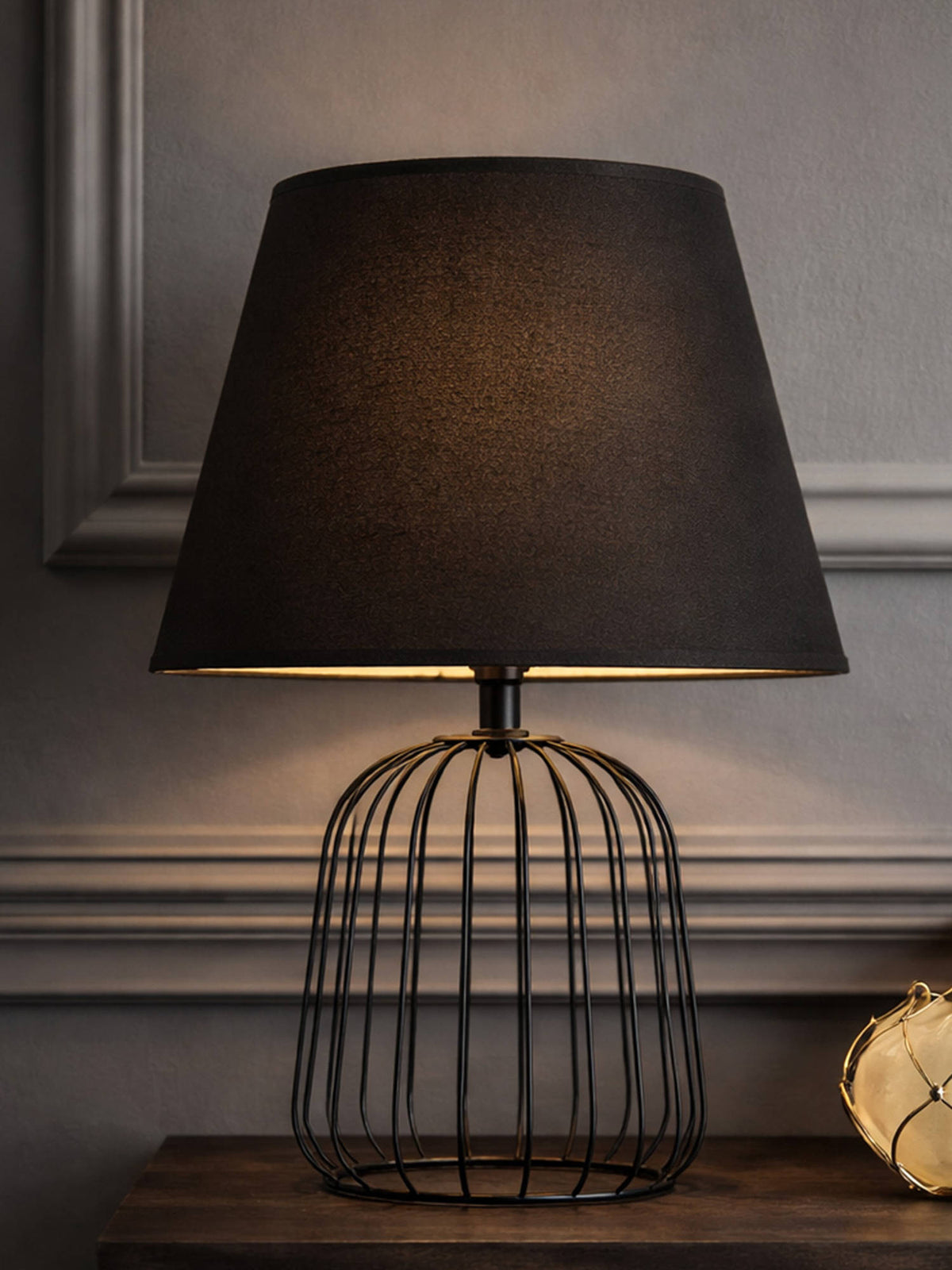 Aarvi Decor Black Metal Cage Table Lamp