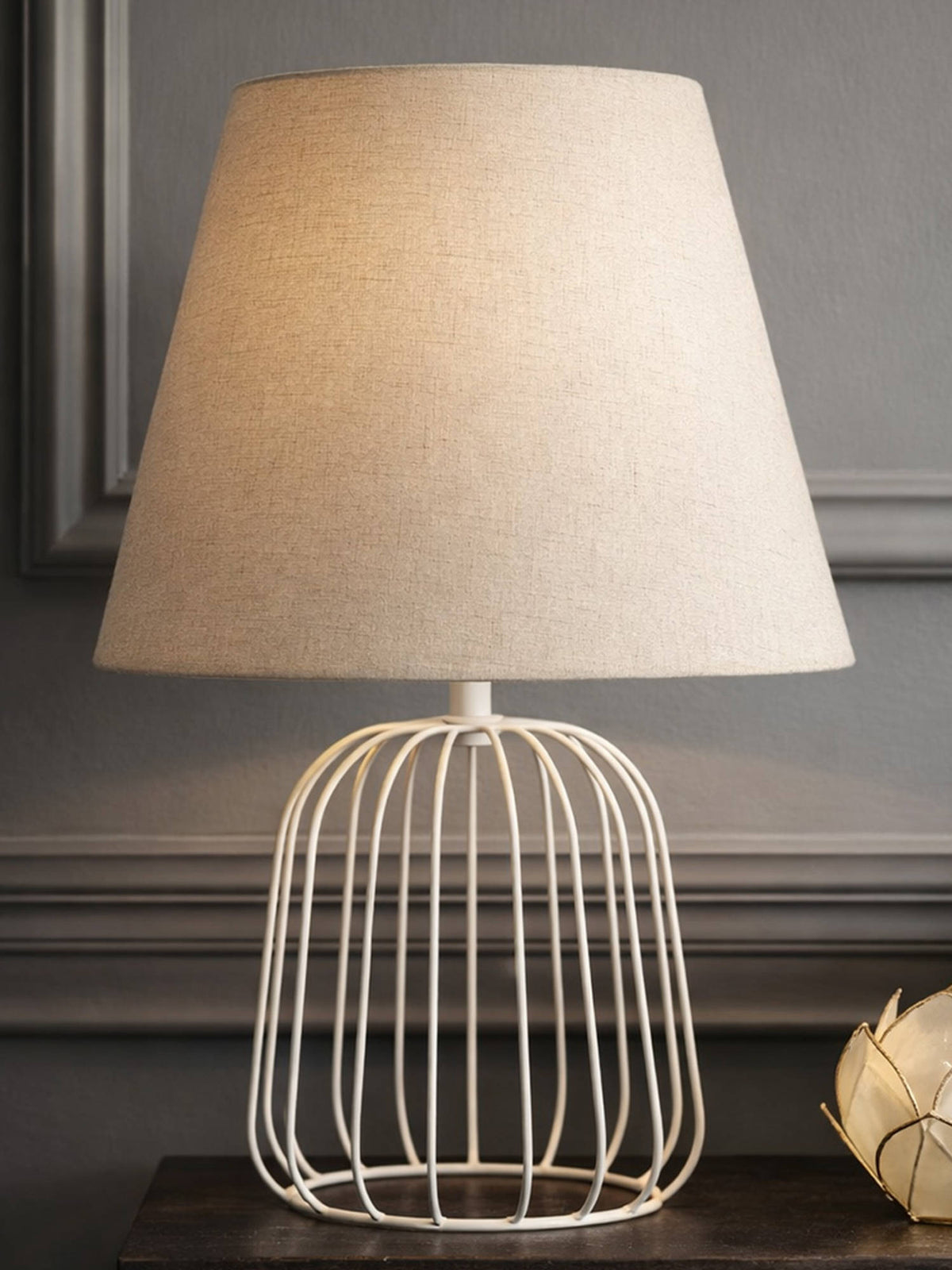 Aarvi Decor Beige Metal Cage Table Lamp · One Size