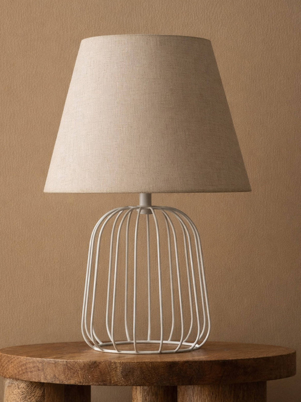 Aarvi Decor Beige Metal Cage Table Lamp