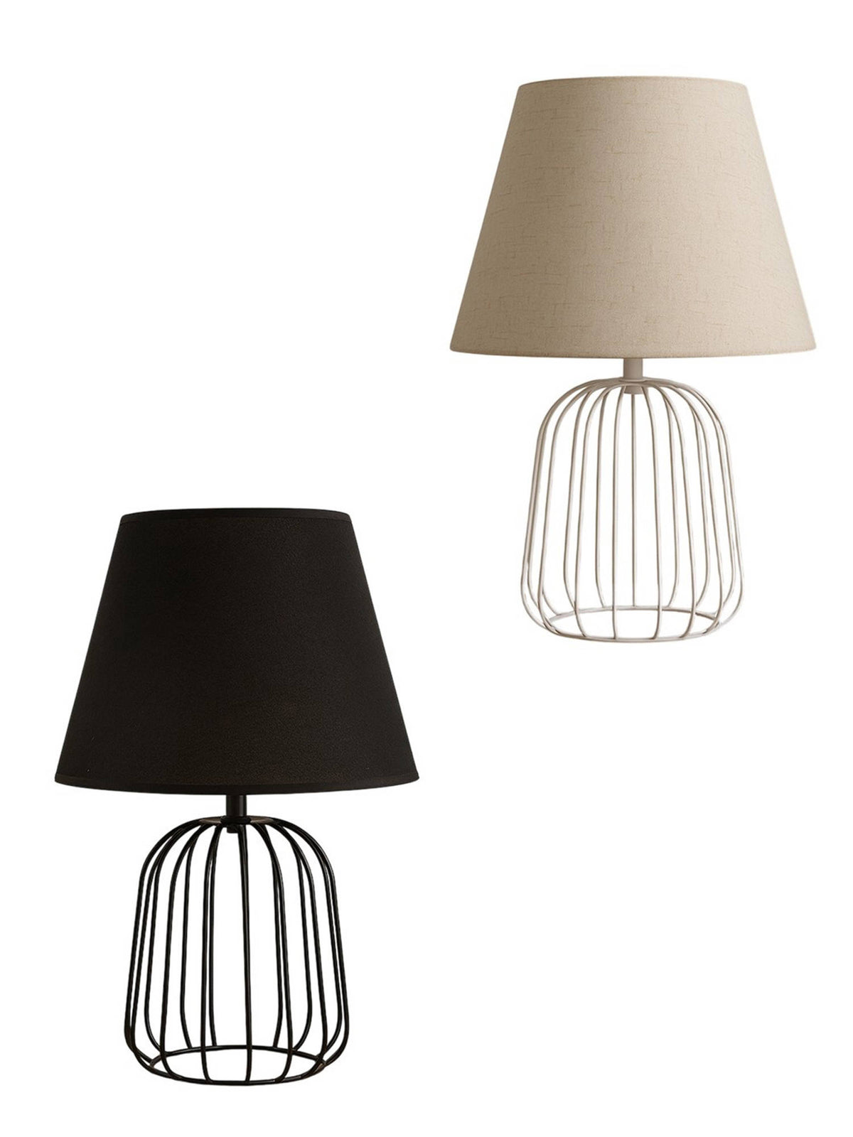 Aarvi Decor Beige Metal Cage Table Lamp