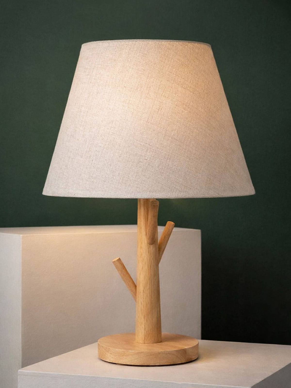 Aarvi Decor White Beige Wooden Treow Table Lamp · One Size