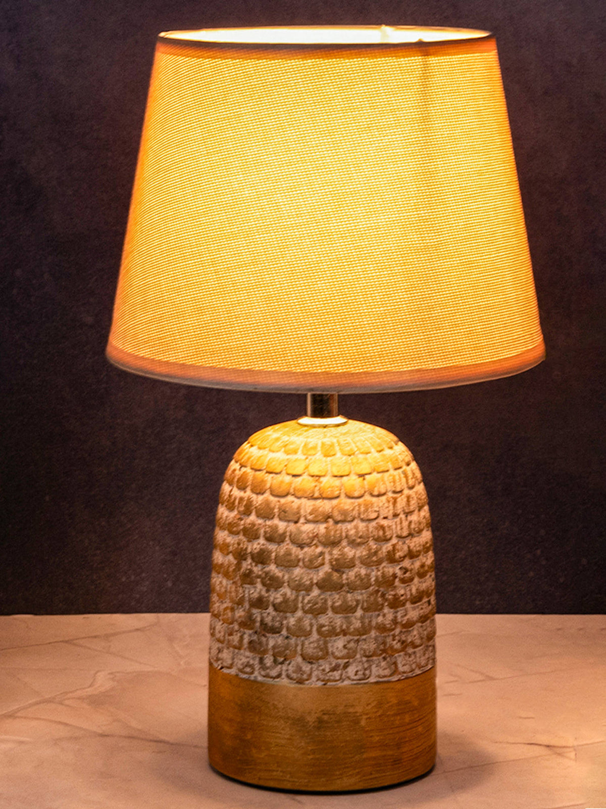 Aarvi Decor Wooden Metallic Beige Study Desk Lamp