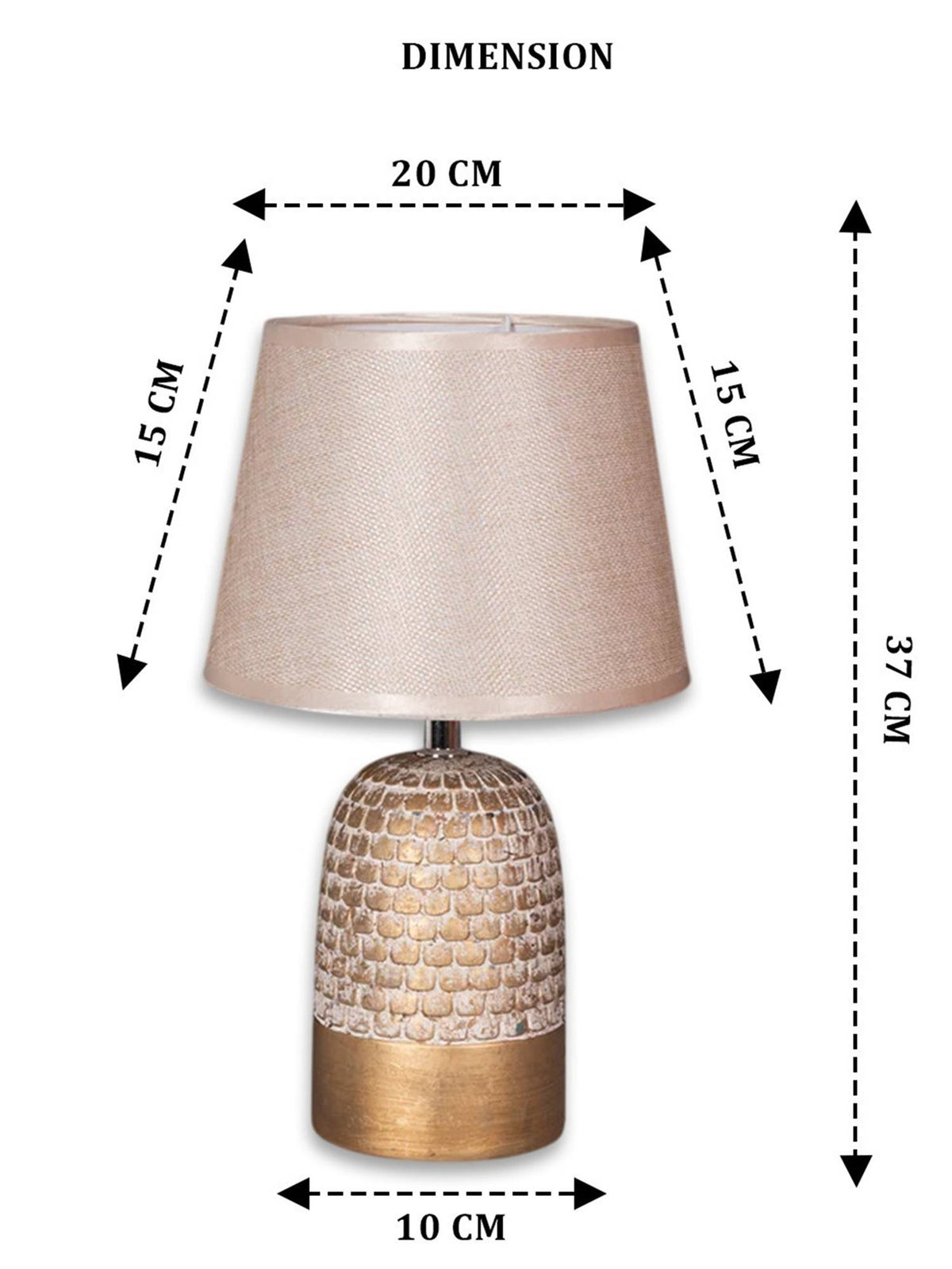 Aarvi Decor Wooden Metallic Beige Study Desk Lamp