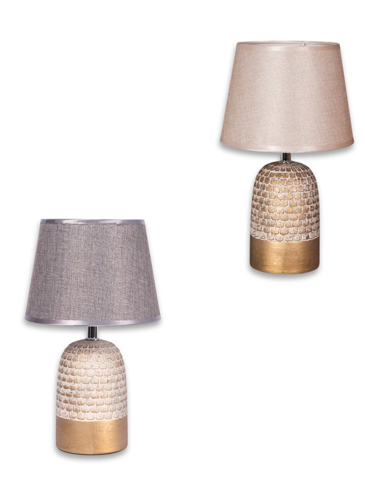 Aarvi Decor Wooden Metallic Beige Study Desk Lamp
