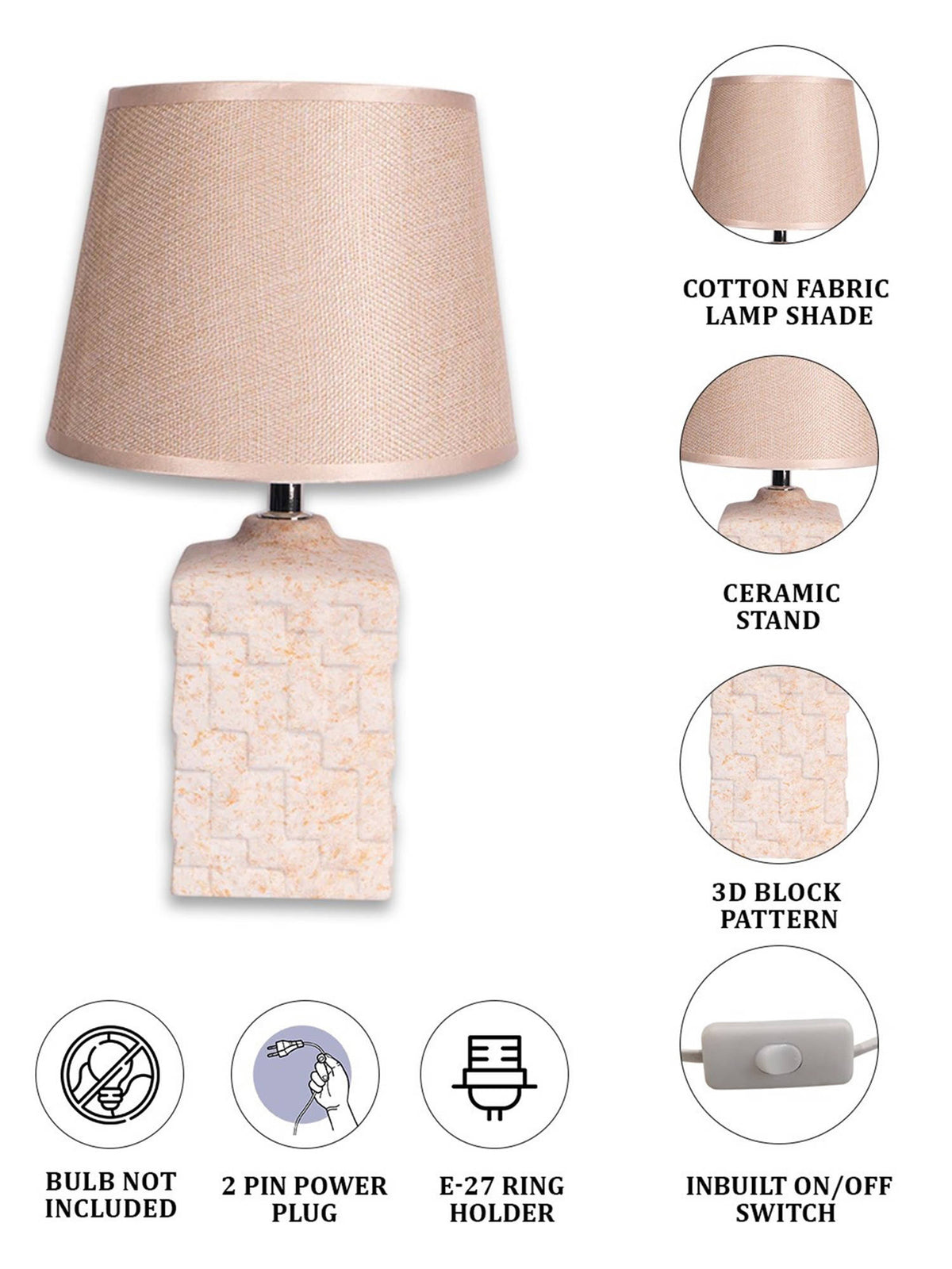 Aarvi Decor Beige Ceramic Table Lamp