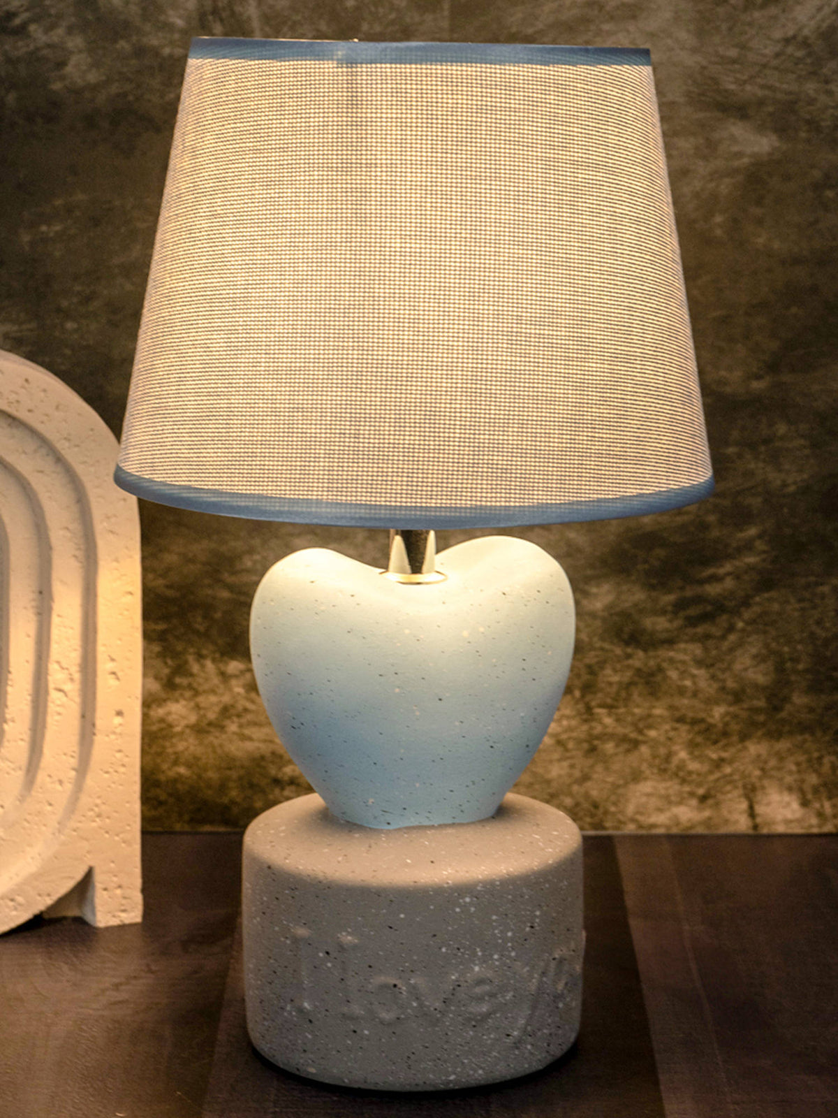 Aarvi Decor Blue Heart Ceramic Table Lamp