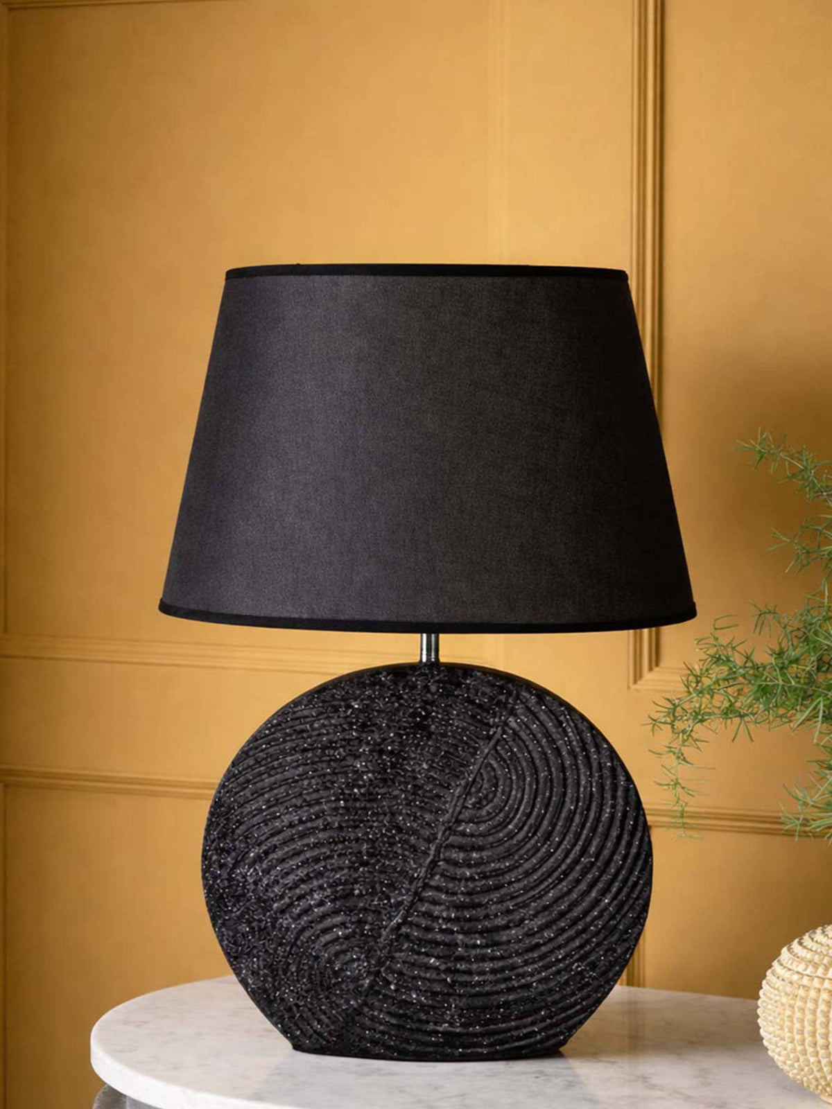 Aarvi Decor Black Ceramic Textured Table Lamp