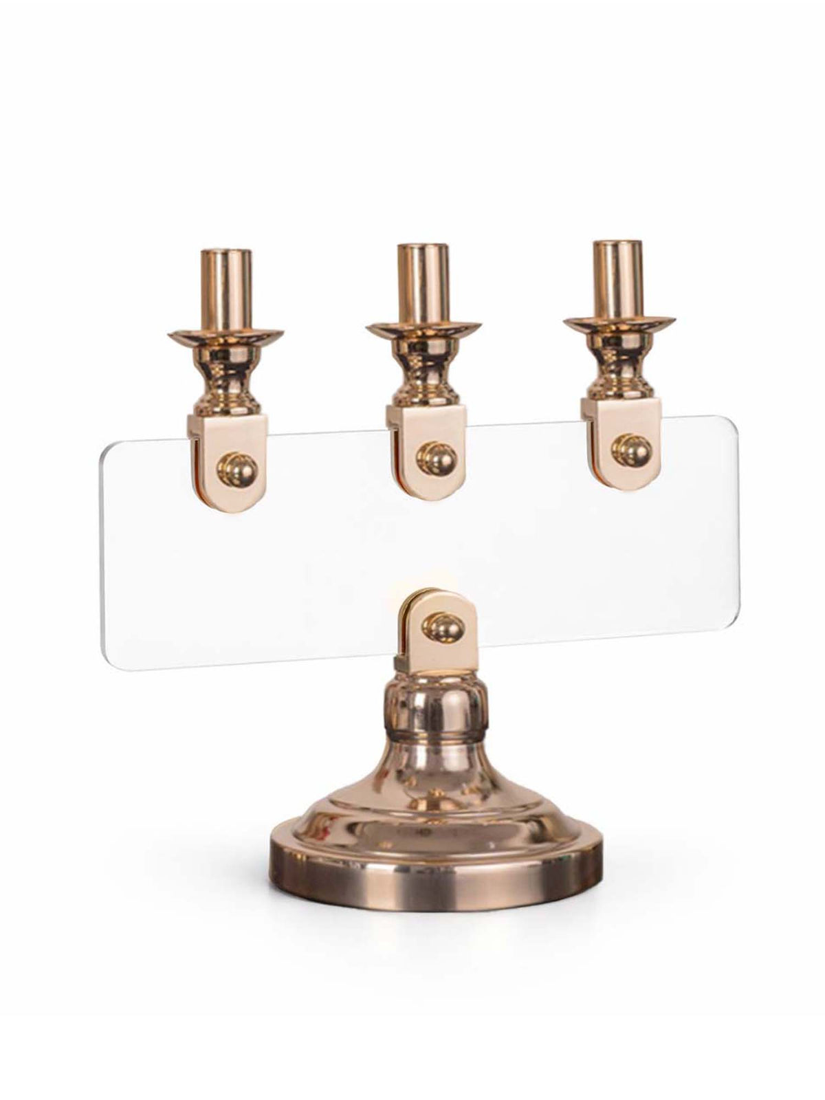 Aarvi Decor Gold Opaluxe 3-Arm Metal & Glass Candle Holder