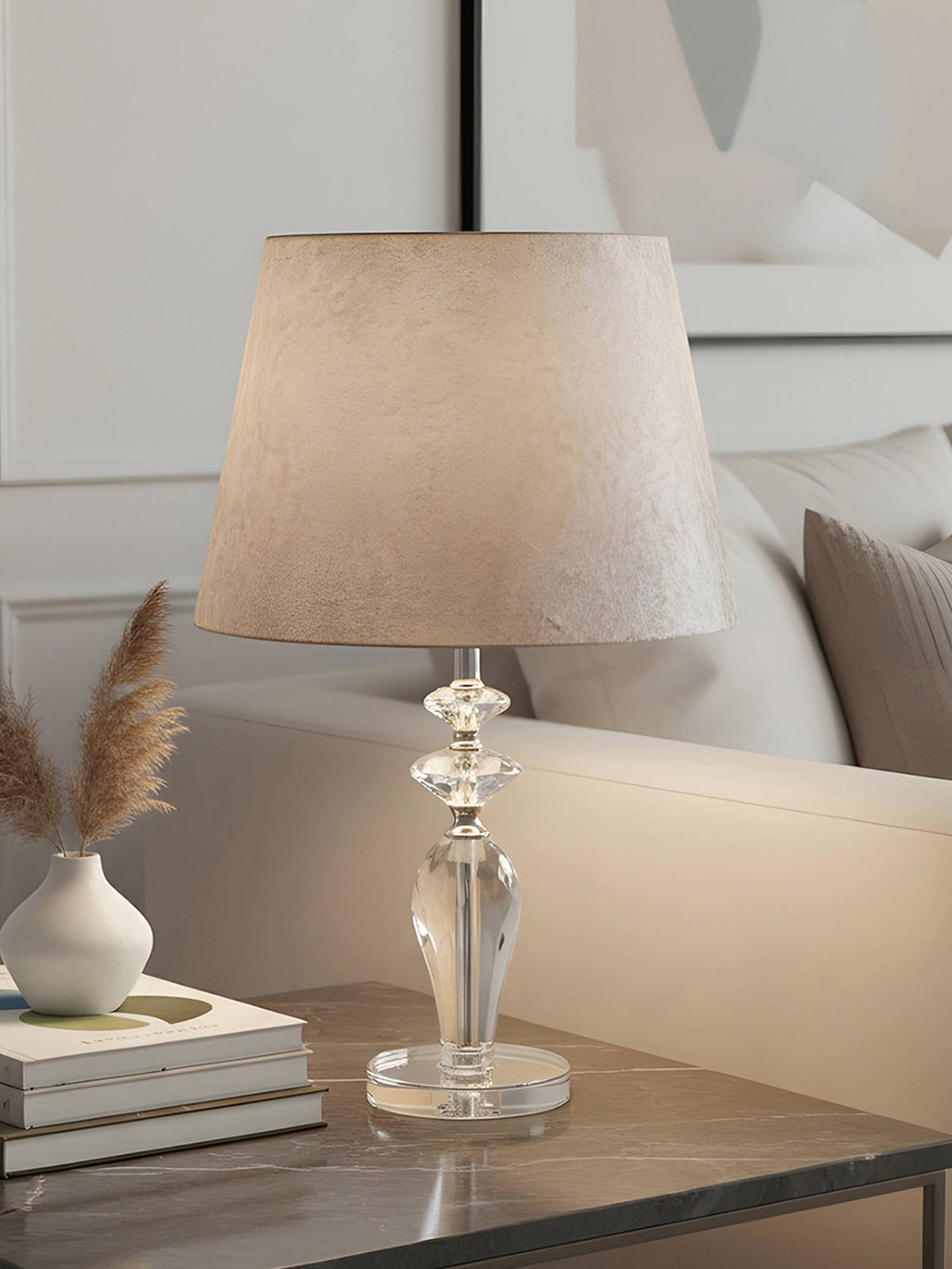 Aarvi Decor Nova Velvet Crystal Table Lamp