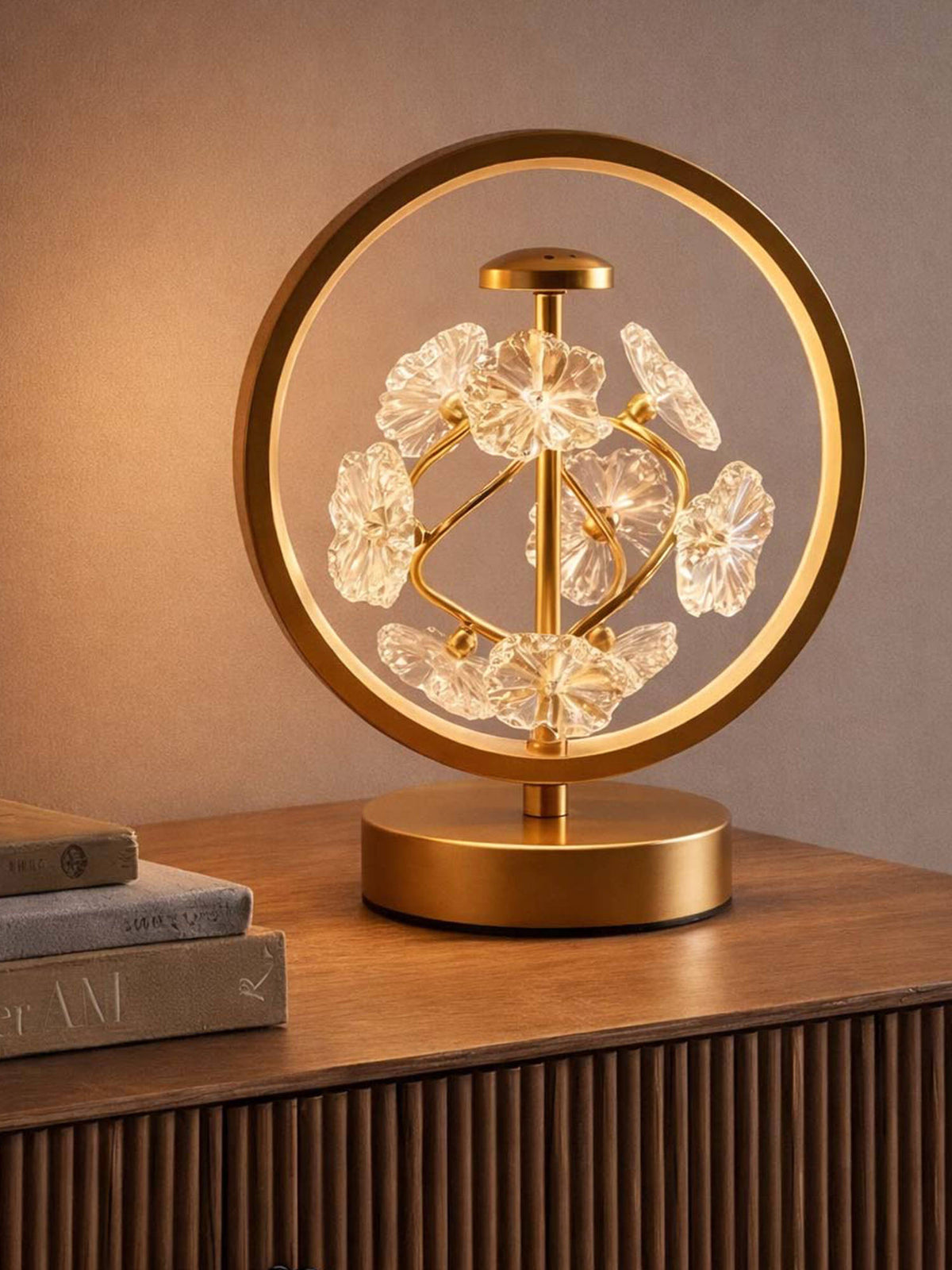 Aarvi Decor Gold Crystal & Metal Decorative Floral Led Lamp · One Size
