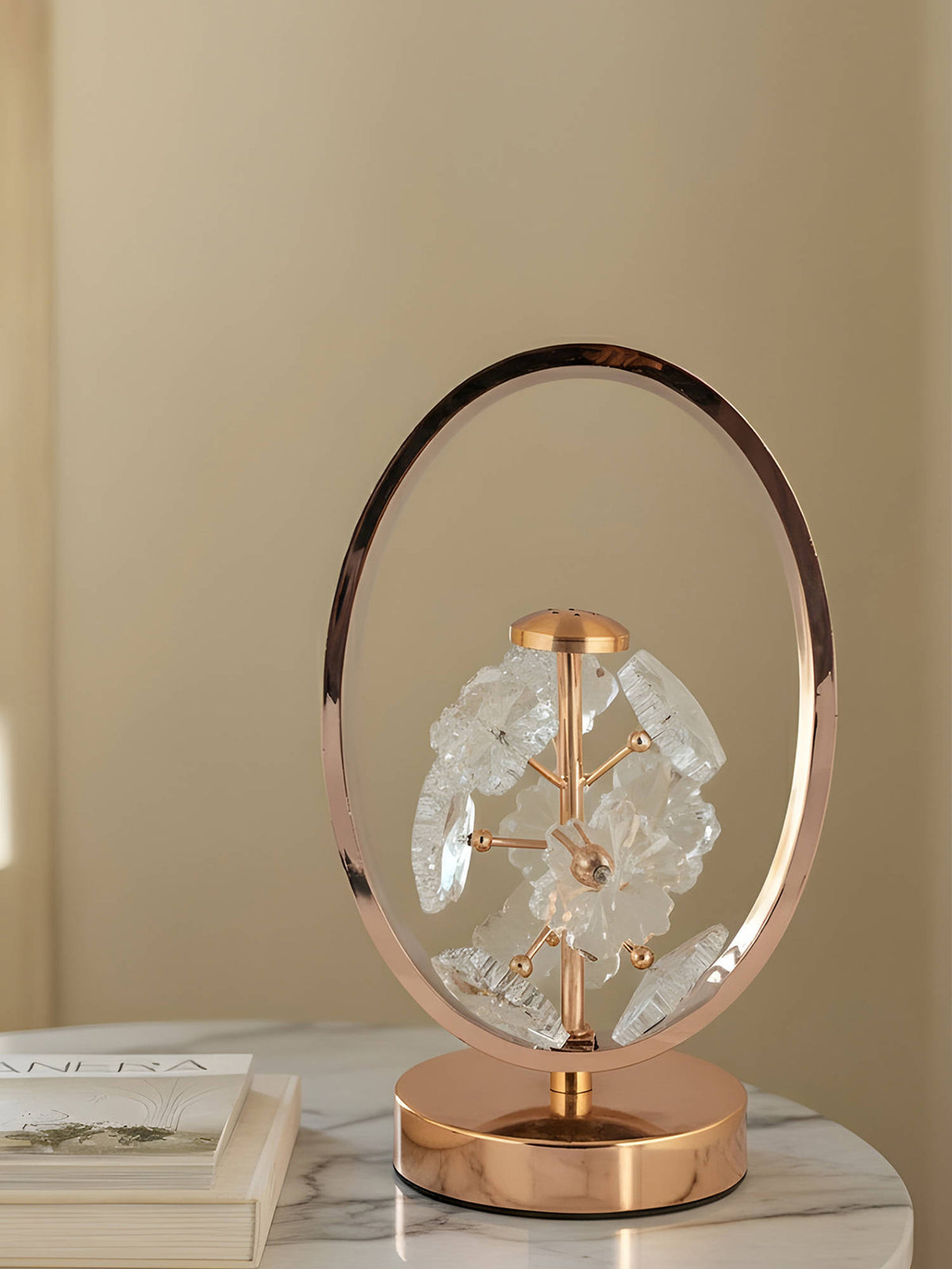 Aarvi Decor Gold Crystal & Metal Decorative Floral Oval Led Lamp